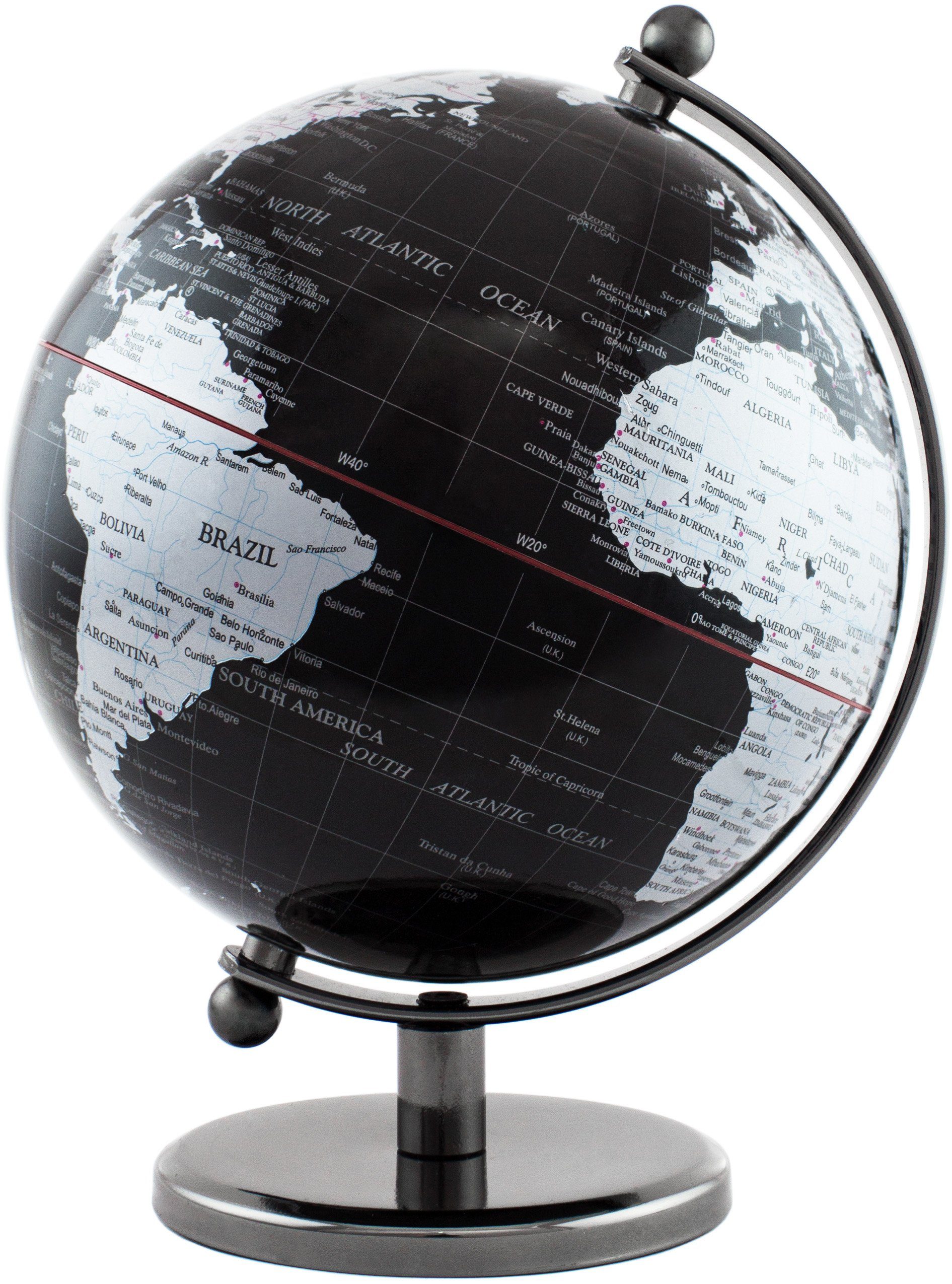 BRUBAKER Globus Designer Weltkugel, 19 cm groß, (1-tlg), stilvolle Erdkugel aus Acryl und Edelstahl, Globus Deko Kugel, Büro