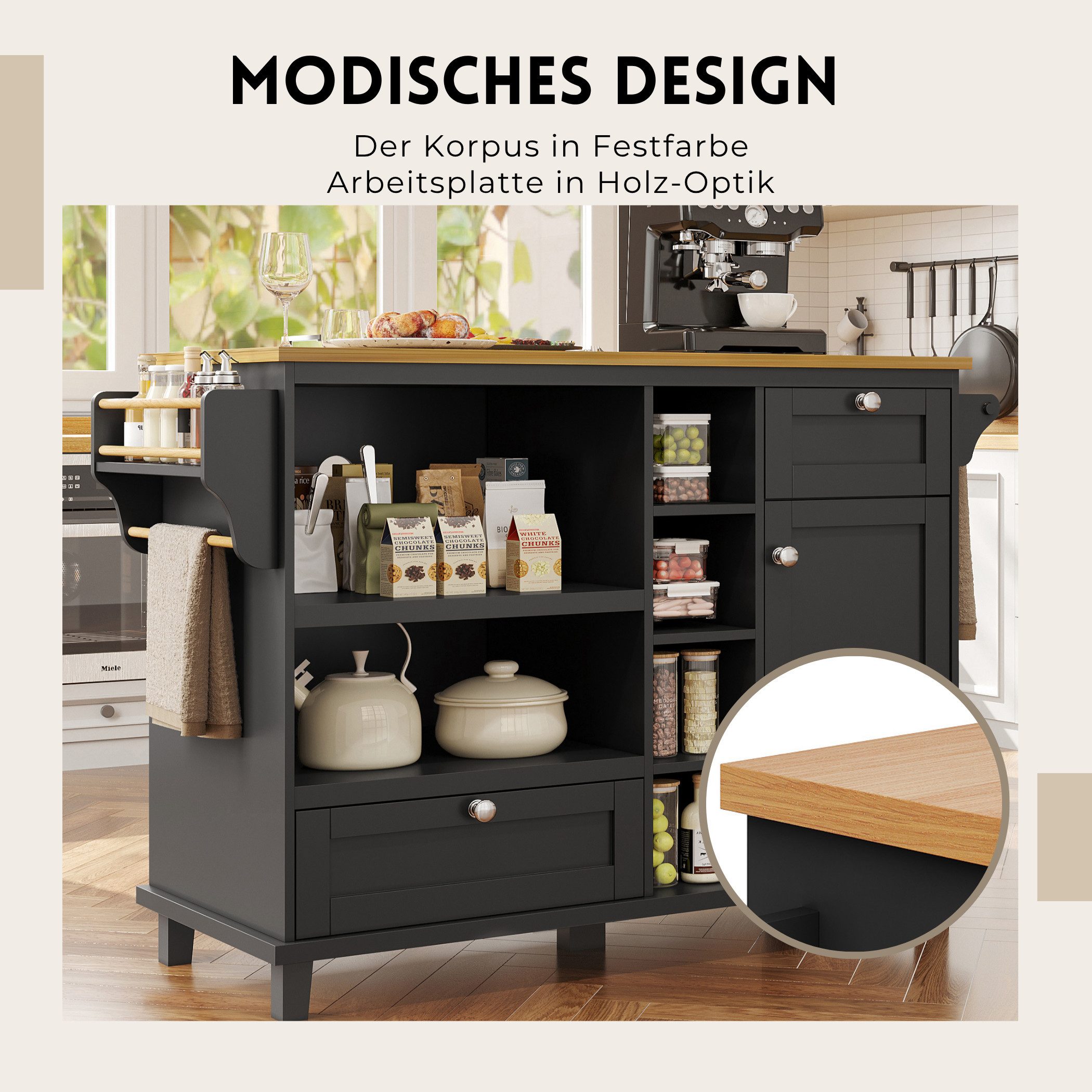 SeedWave Küchenwagen Bewegliche Kücheninseln Freistehend Küchenschrank mit günstig online kaufen