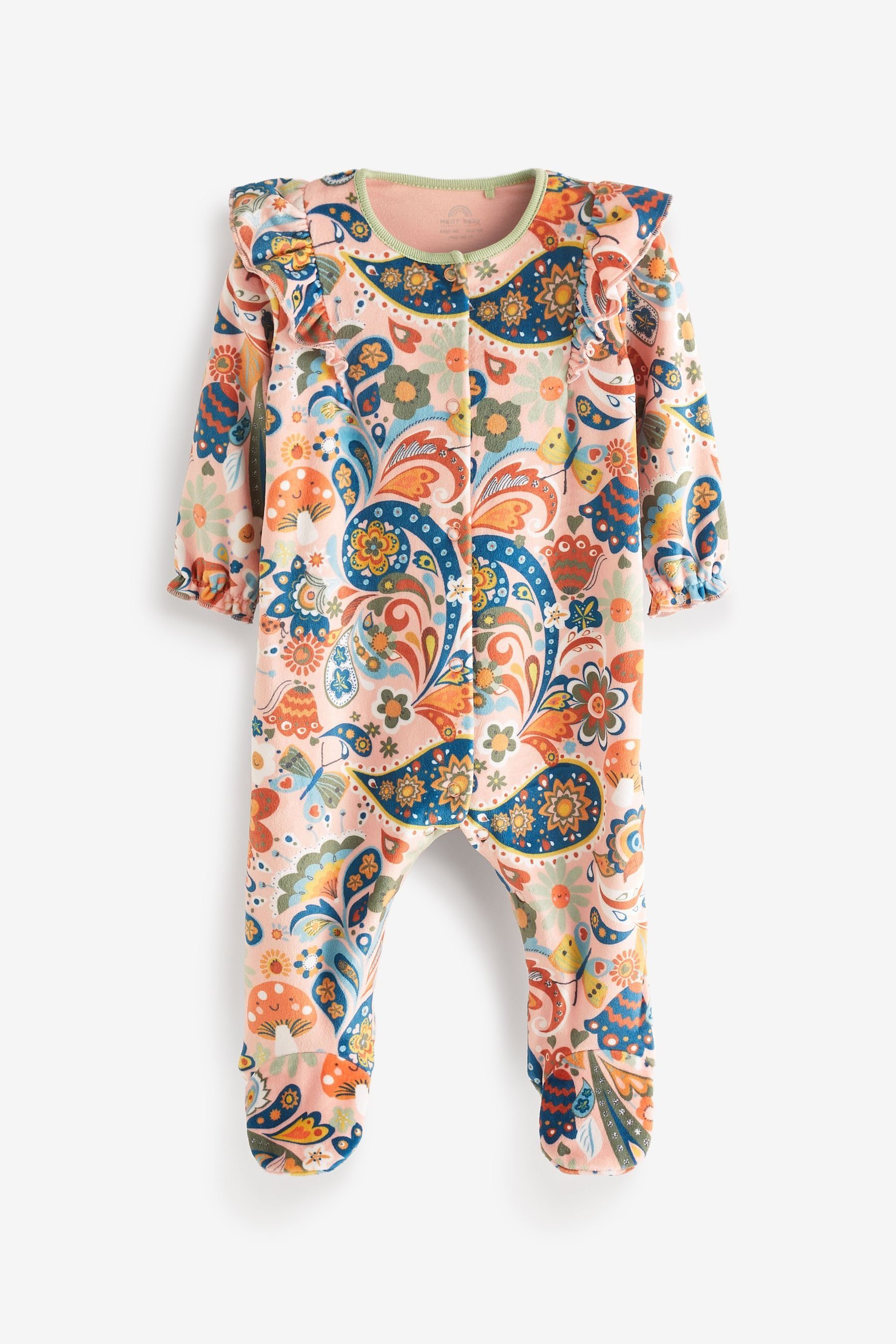 und Velours-Schlafanzug Next Schlafoverall Turbanmütze Babys (2-tlg) für