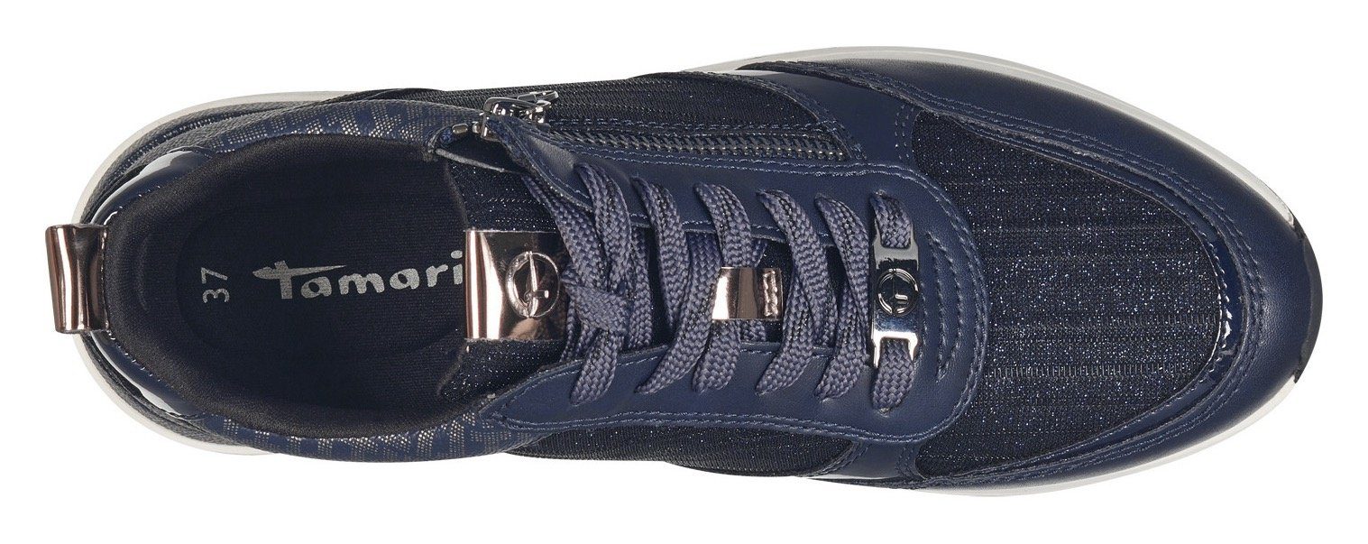 Sneaker trendigen navy Tamaris mit kombiniert Metallic-Details
