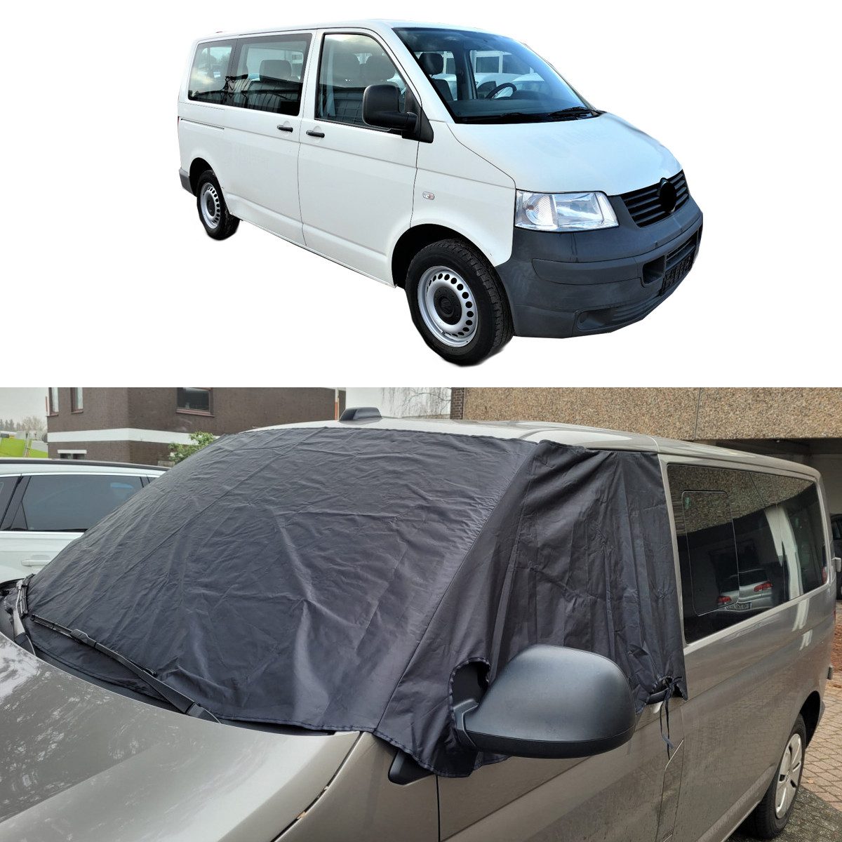 BREMER SITZBEZÜGE Frontscheibenabdeckung DISCAM für VW T5 / T6 / T6.1 Bj 2003-22, (Set, 1-St., Trennvorhang Abtrennungsgardine), in Schwarz