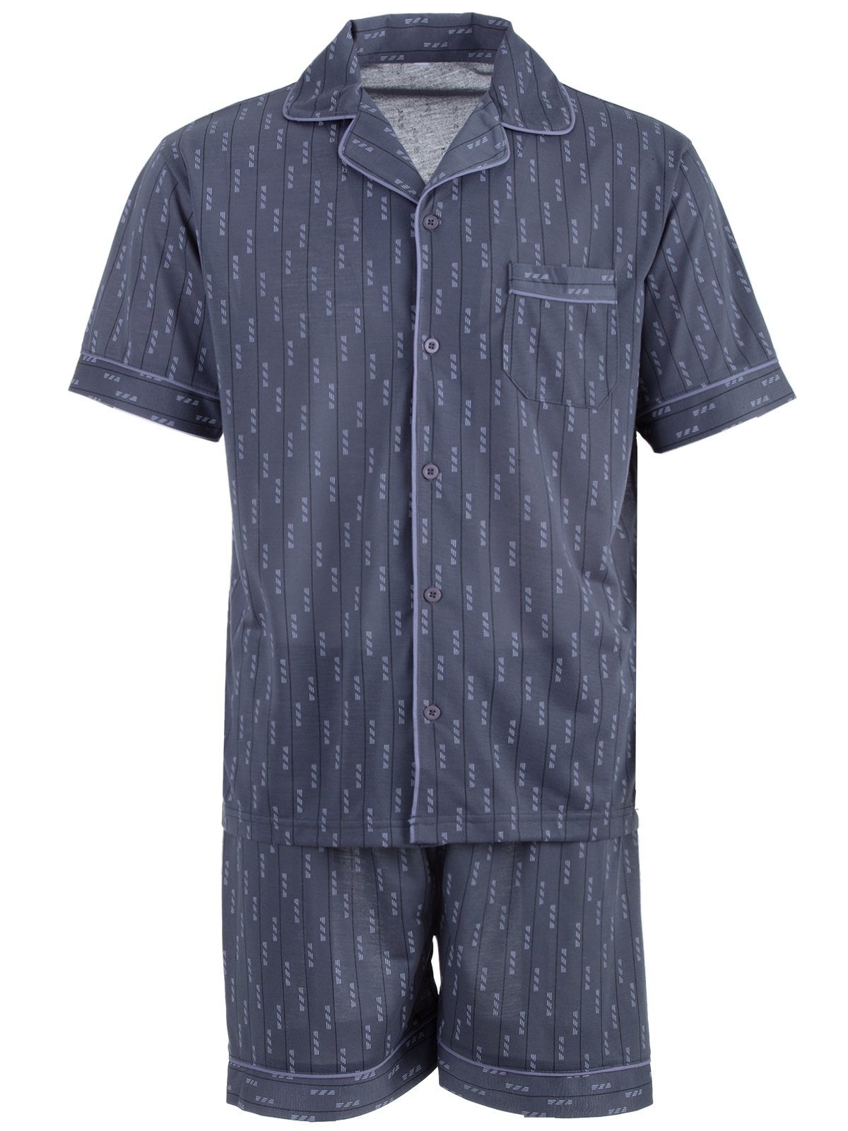 Lucky Schlafanzug Pyjama Set Shorty - Bordüre anthrazit