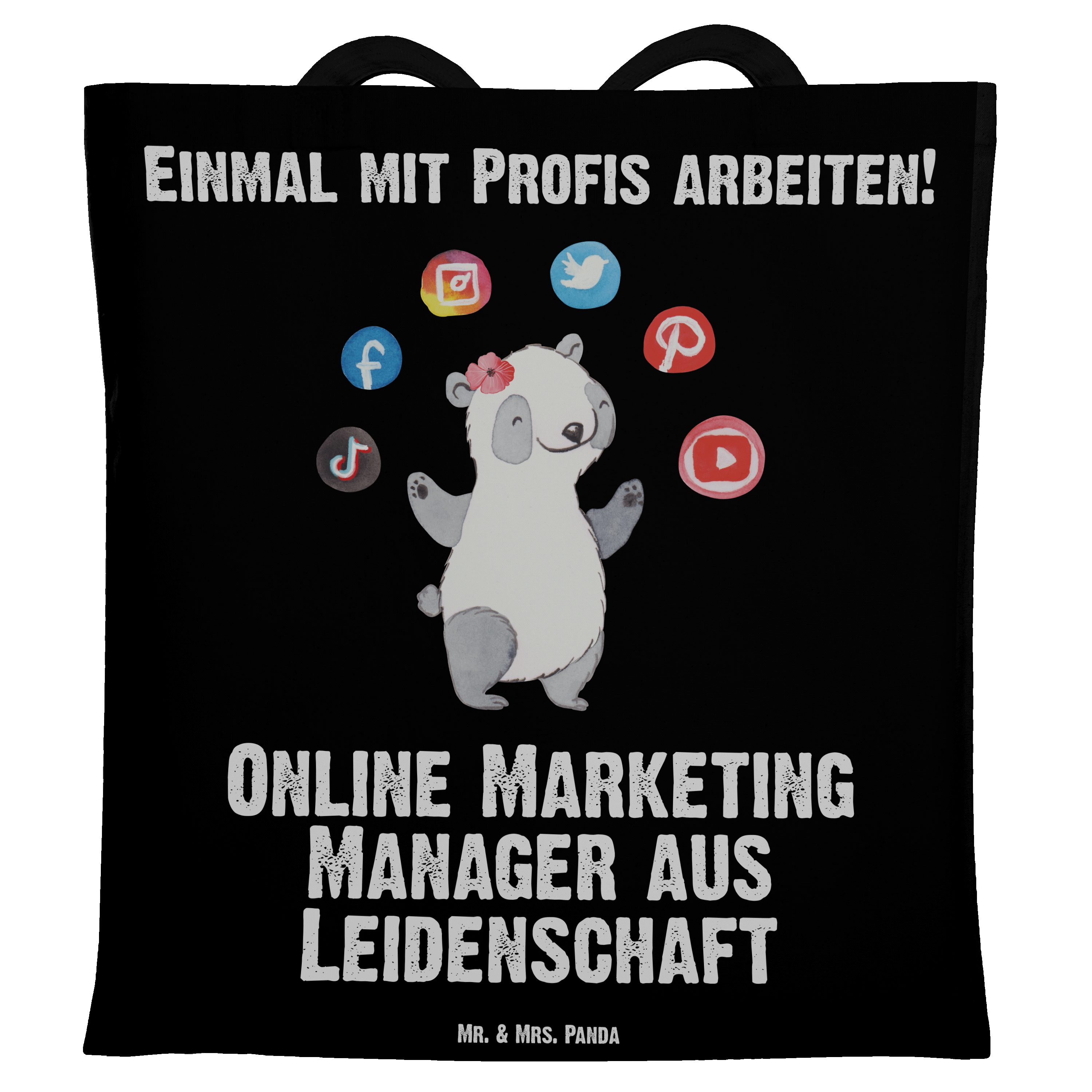Mr. & Mrs. Panda Tragetasche Online Marketing Manager aus Leidenschaft - Schwarz - Geschenk, Einka (1-tlg)