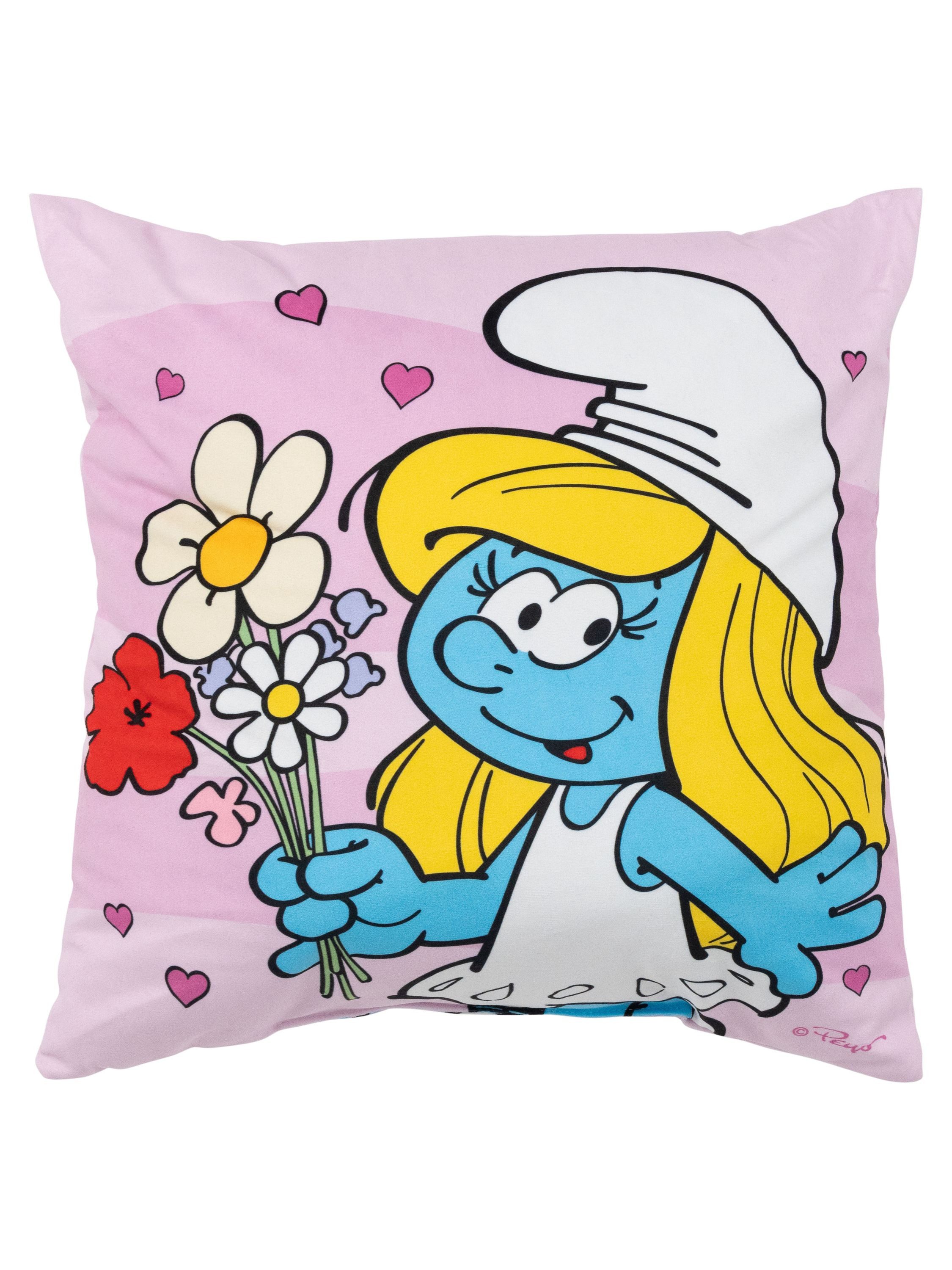 United Labels® Dekokissen Die Schlümpfe Kissen Schlumpfine Plüsch Zierkissen 40x40 cm