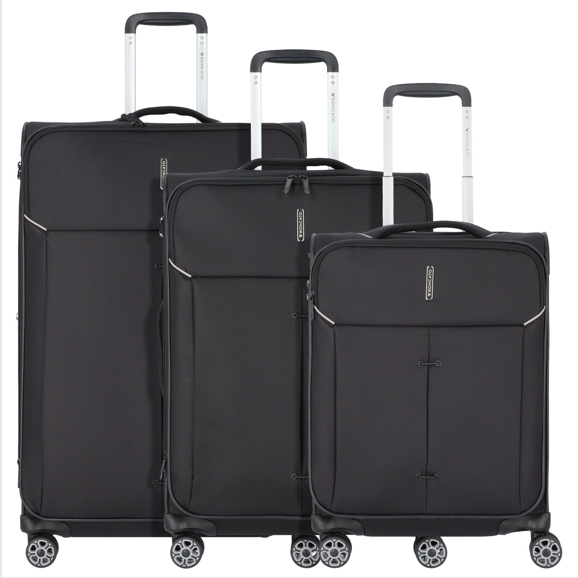 RONCATO Trolleyset Ironik 2.0, 4 Rollen, (3-teilig, 3 tlg), Nylon nero