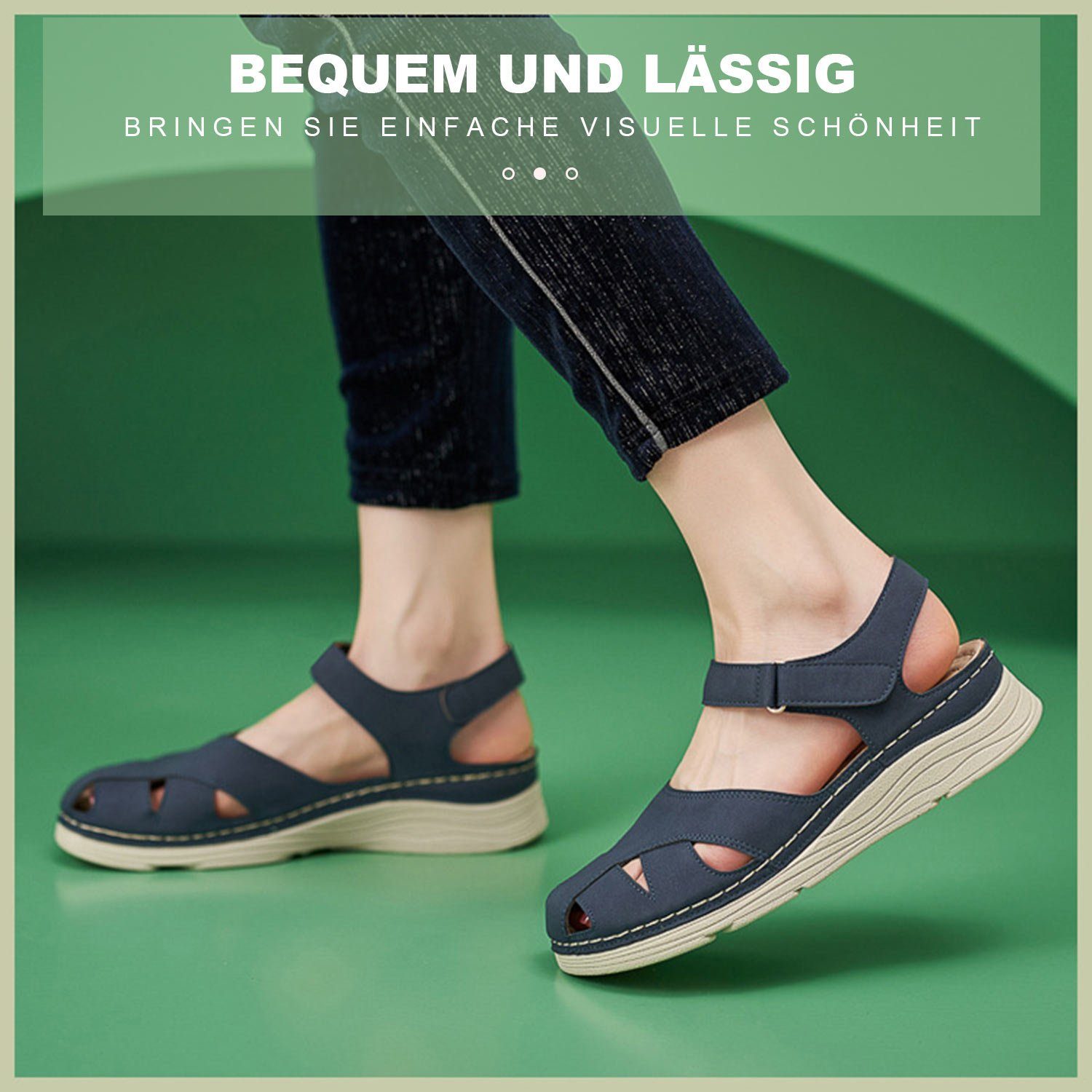 Sandalette Damen Sommerschuhe Sandale Daisred Keilsandalen Königsblau Bequemer