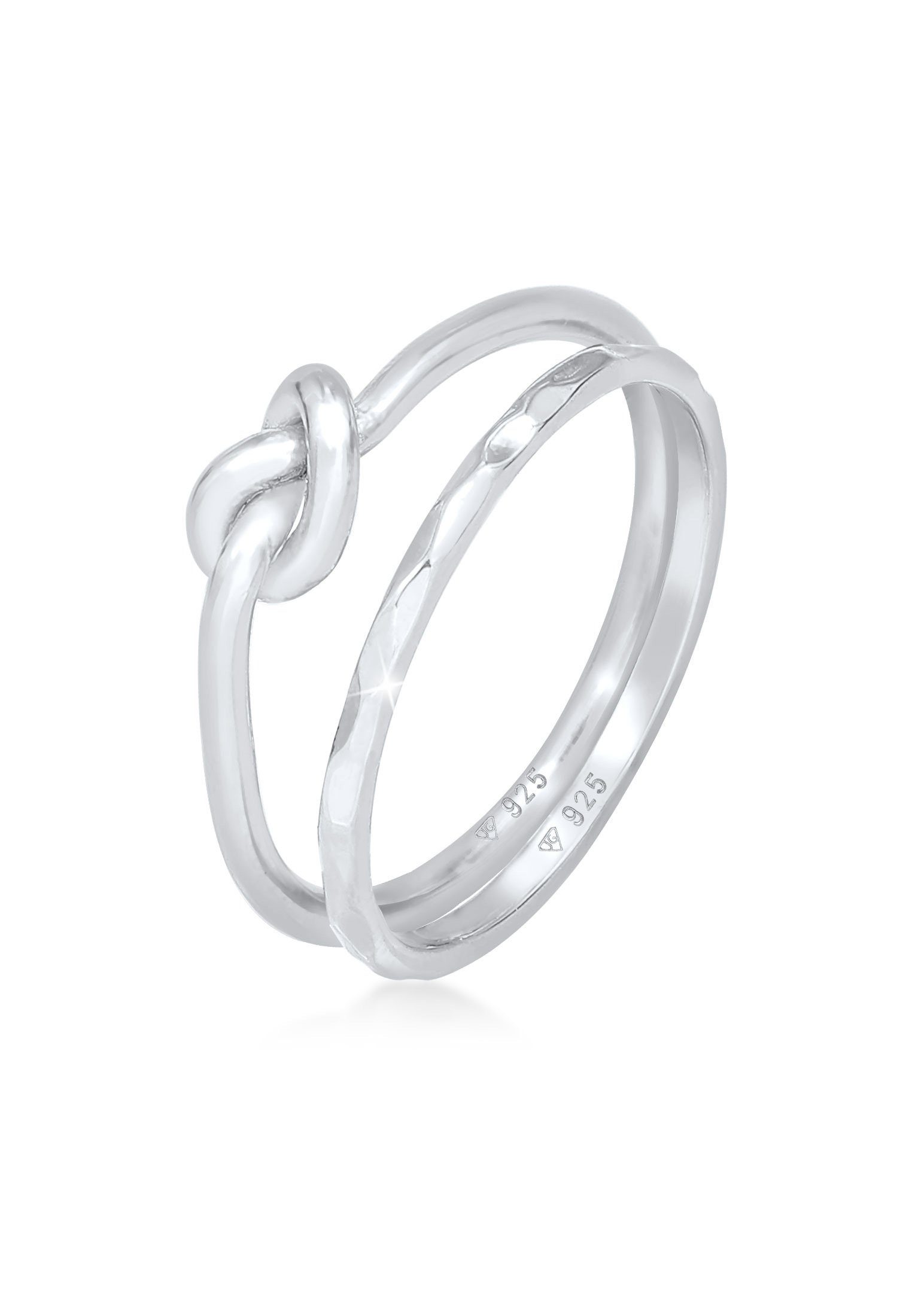 Elli Silber, Set Basic Verknotet 925 2er Ring-Set Knoten Trend Knoten