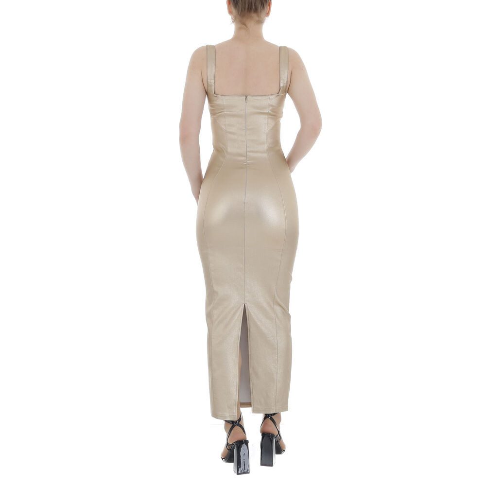 Ital-Design Partykleid Damen Party & Clubwear Pencil (86746066) Glitzer Glänzend Maxikleid in Gold