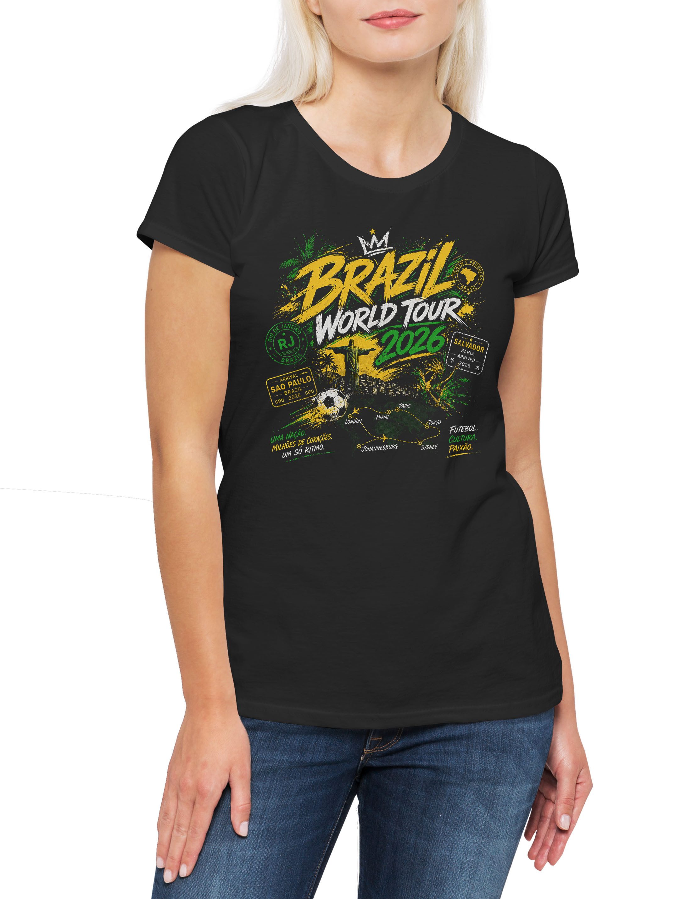 Urban Backwoods Print-Shirt Team Brazil 1 Damen T-Shirt Brasil Brasilien Seleçãoba Rio (1-tlg) Copacabana Canarinho Fußball WM