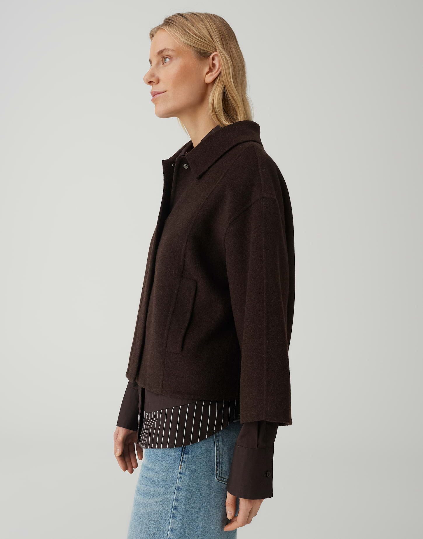 OPUS Wolljacke Haya im Cape Schnitt Regular Fit lockere Passform, leicht ausgestellter Schnitt, 3/4 Arm