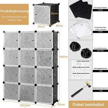 COSTWAY Kleiderschrank 12 Fächer, DIY Regalsystem, stapelbar, Kunststoff