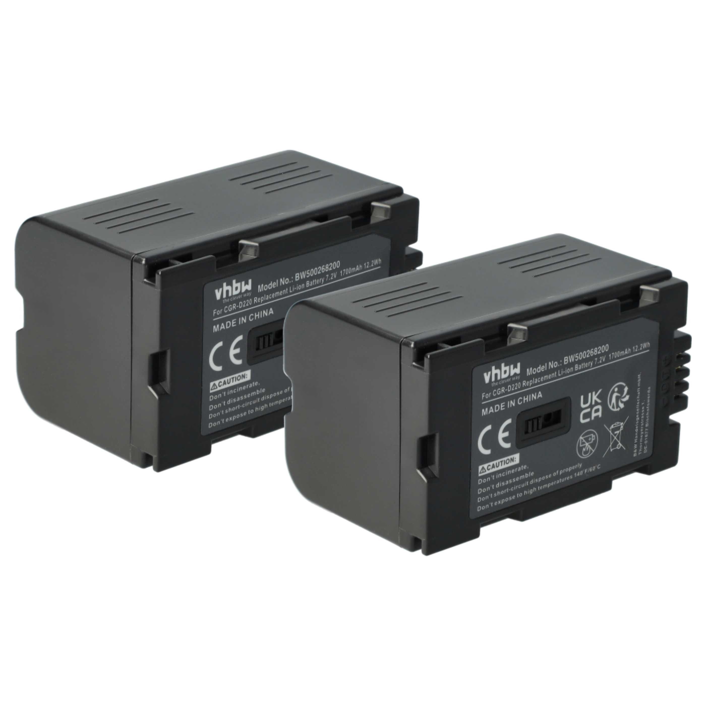 vhbw Akku Ersatz für Hitachi DZ-BP16, DZ-BP28 für Kamera / Camcorder (1700 Kamera-Akku Akku Li-Ion 1700 mAh (7,2 V, 2 St), Leistungsfähige Austausch-Akkus für Ihre Videokamera, Wiederaufladbar