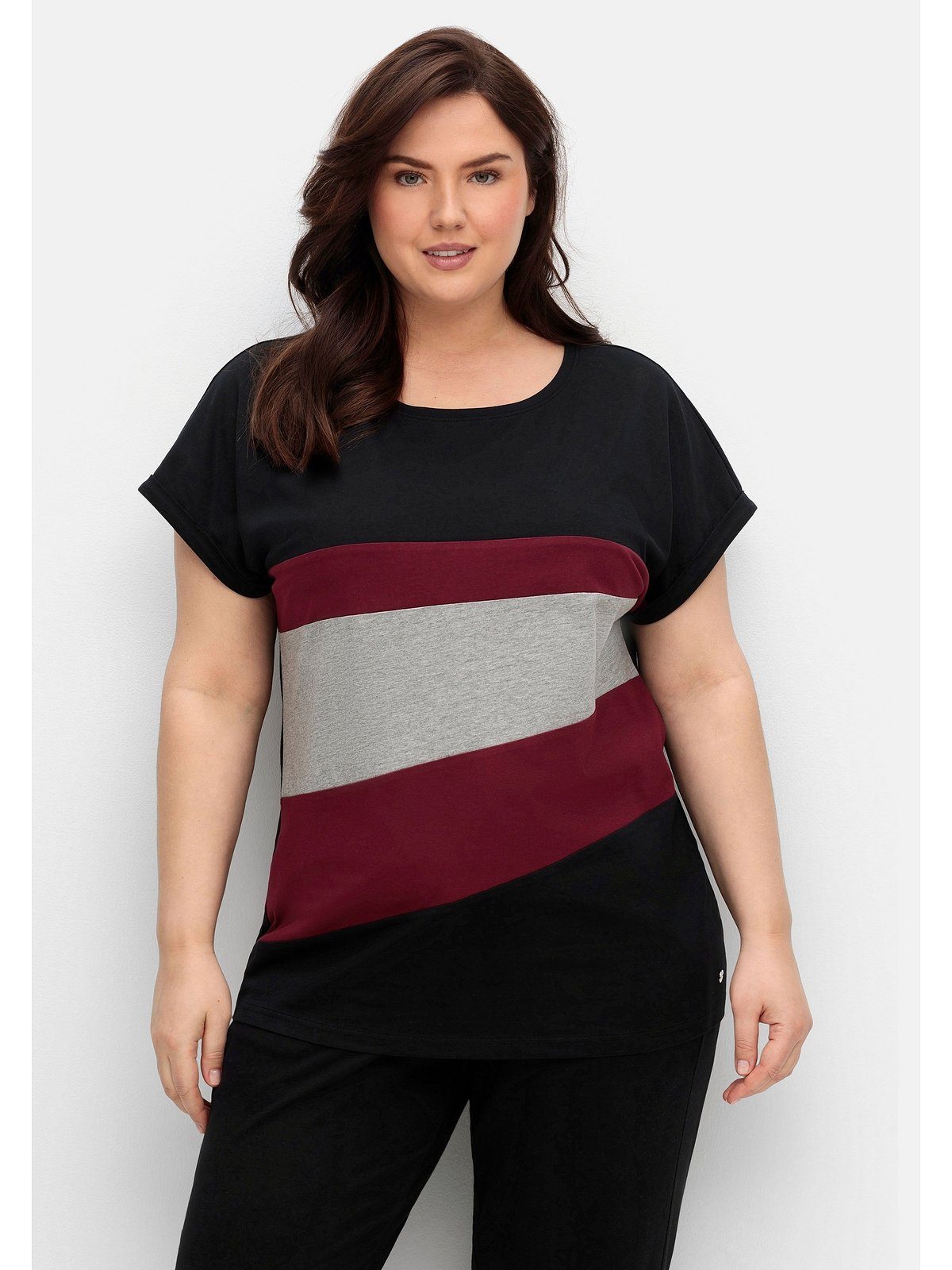 Größen Große T-Shirt Sheego Colourblocking-Optik in