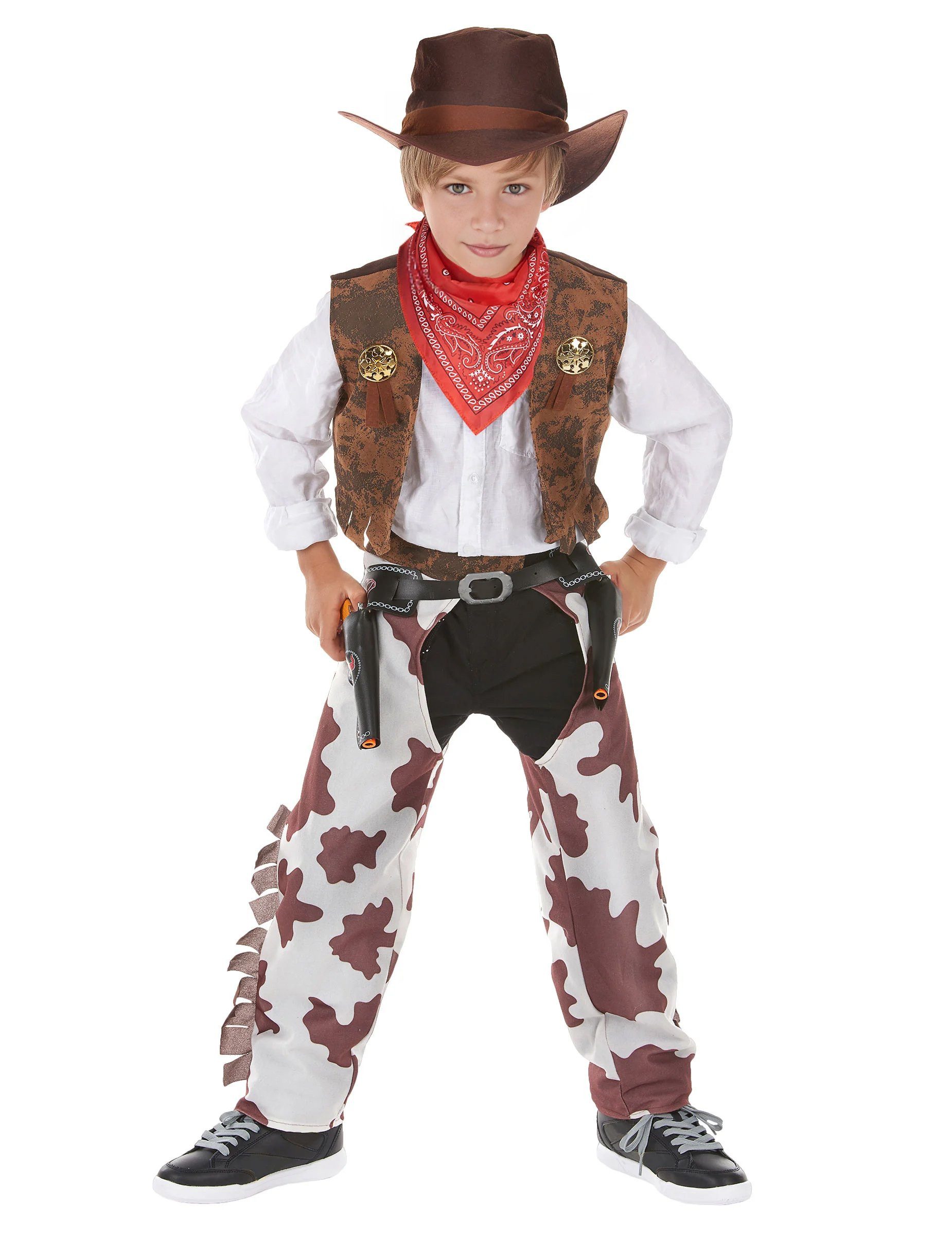 JADEO Cowboy-Kostüm Kleiner Cowboy Kinderkostüm Wilder Westen braun-weiss