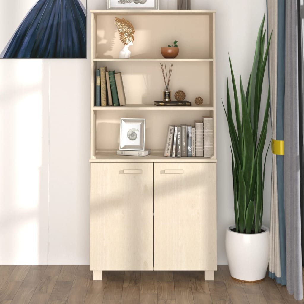 furnicato Highboard aus massivem Kiefernholz Honigbraun 85 x 35 x 180 cm (2 St), Rustikales Sideboard mit Ablagen, Fächern und Wandhalterung