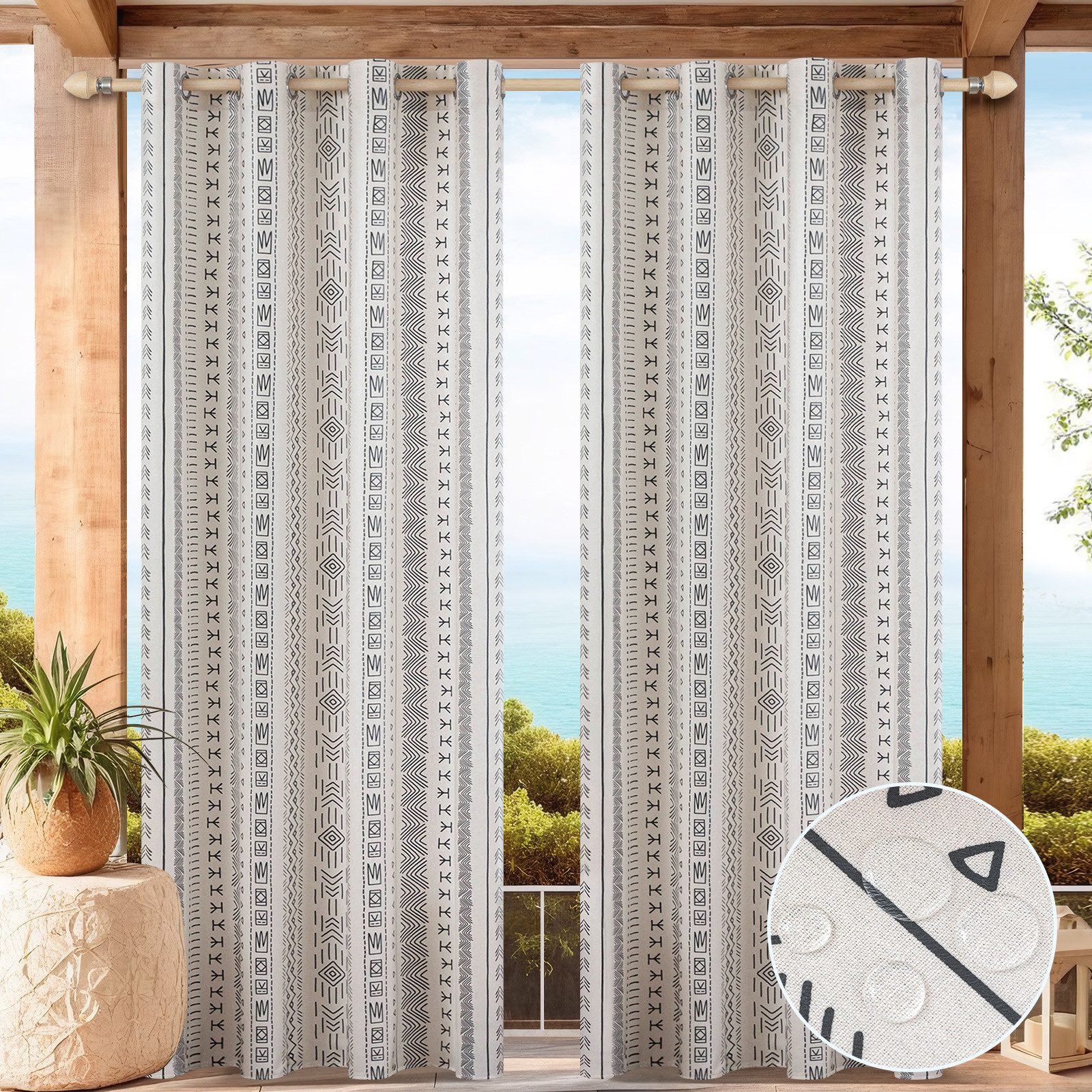 BTTO V&G Outdoorgardine Vorhang Boho Style,Outdoor günstig online kaufen
