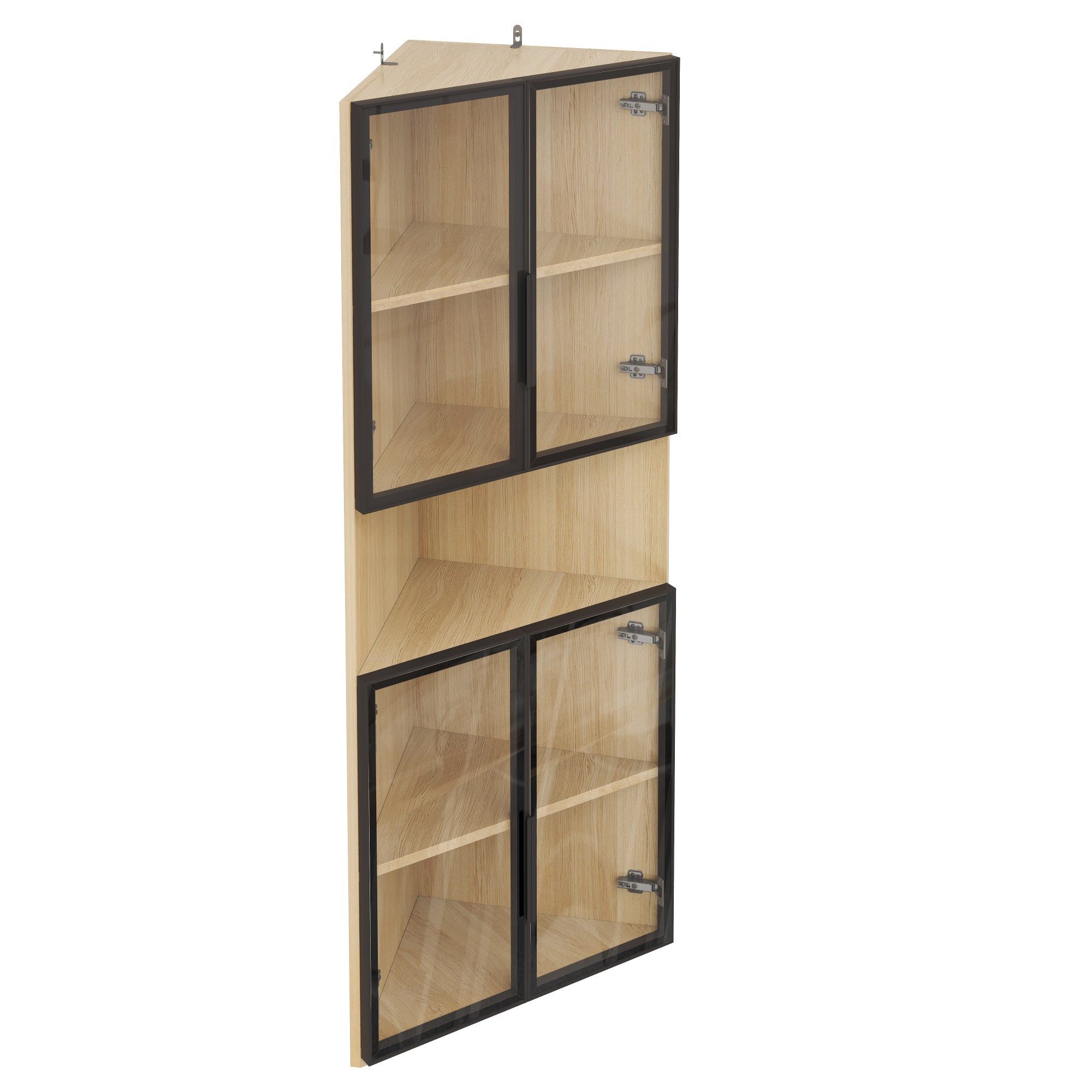 BlingBin Eckvitrine LED-Glasvitrine Bücherregal (Sammlungsvitrine, Weinschrank, 1-St., 62x32x160cm) integrierte Lichtleiste, staubdichter Schrank aus gehärtetem Glas