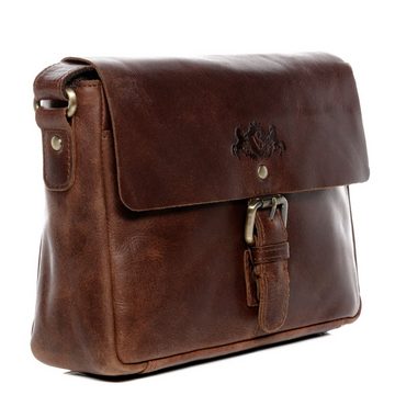 SID & VAIN Messenger Bag YALE, Umhängetasche klein - Bürotasche als Schultertasche - 27x7x20 cm -handgefertigte Ledertasche für Herren und Frauen, Taschen aus Leder braun