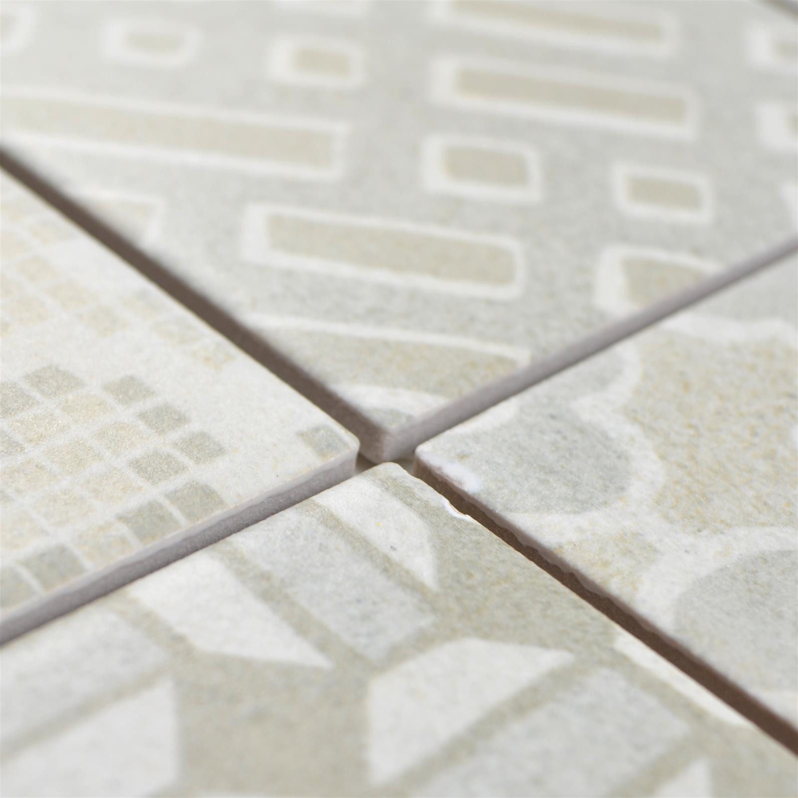 Mosafil Mosaikfliesen Keramik Mosaikfliesen Romantica Retro, Keramik 29.800x29.800, weiß, Verlegefertig auf ein Netz geklebt - Frostsicher - Wasserfest -