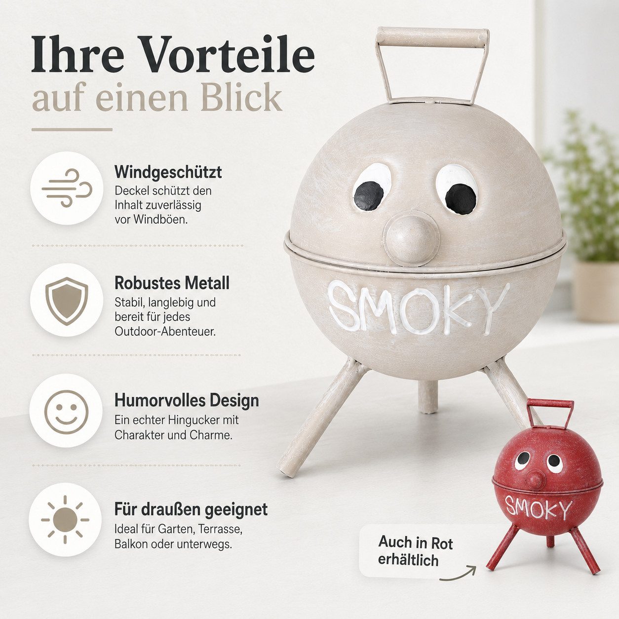 ReWu Aschenbecher Boltze Sturmaschenbecher Junior, 2 sort.