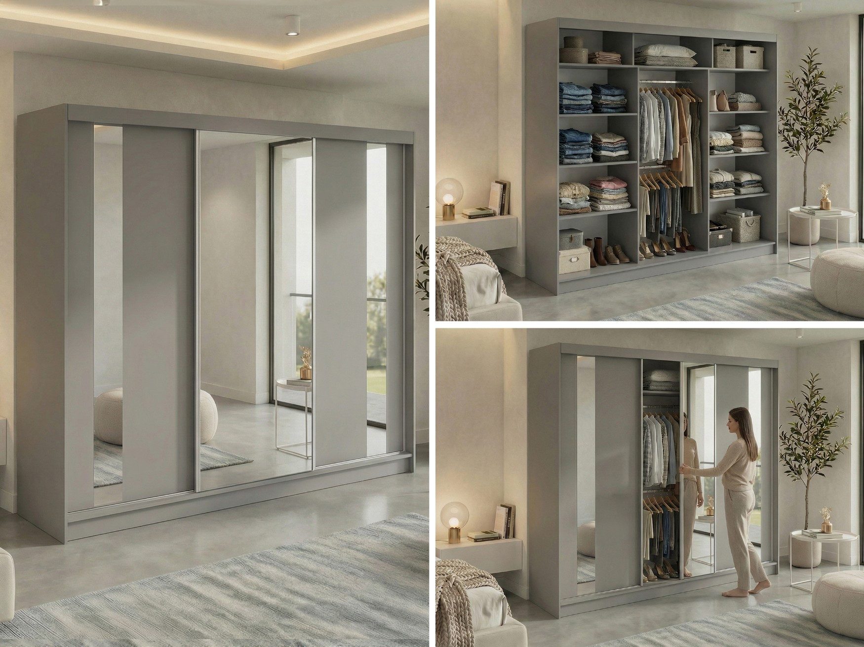 MKS MÖBEL Schiebetürenschrank GRECJA 240 (Set, Schwebetürenschrank, Ganzkörperspiegel) Spiegelschrank 240 cm, Kleiderschrank mit/ohne Schubladen