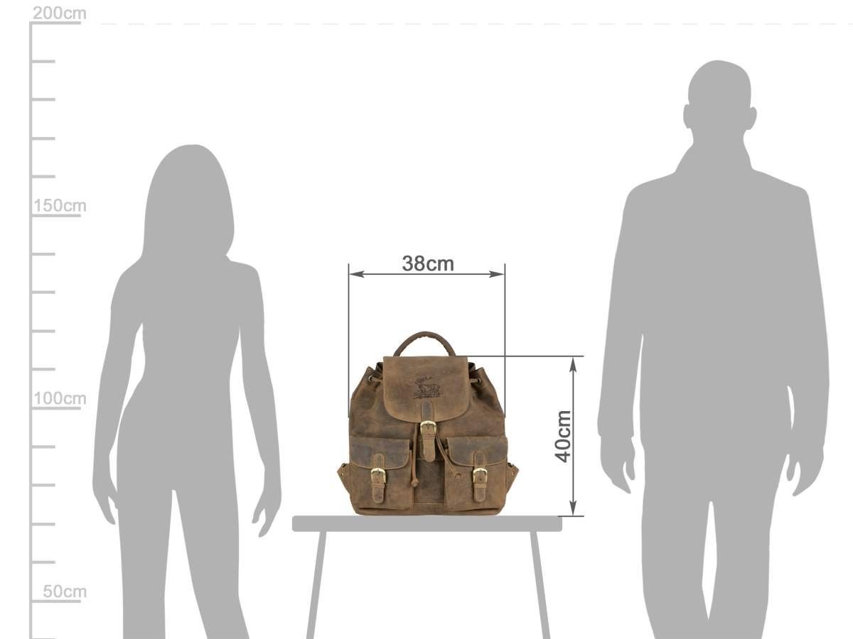 Greenburry Wanderrucksack Vintage Hunting, Rucksack, Trekkingrucksack, Vintage antik mit Hirsch-Prägung