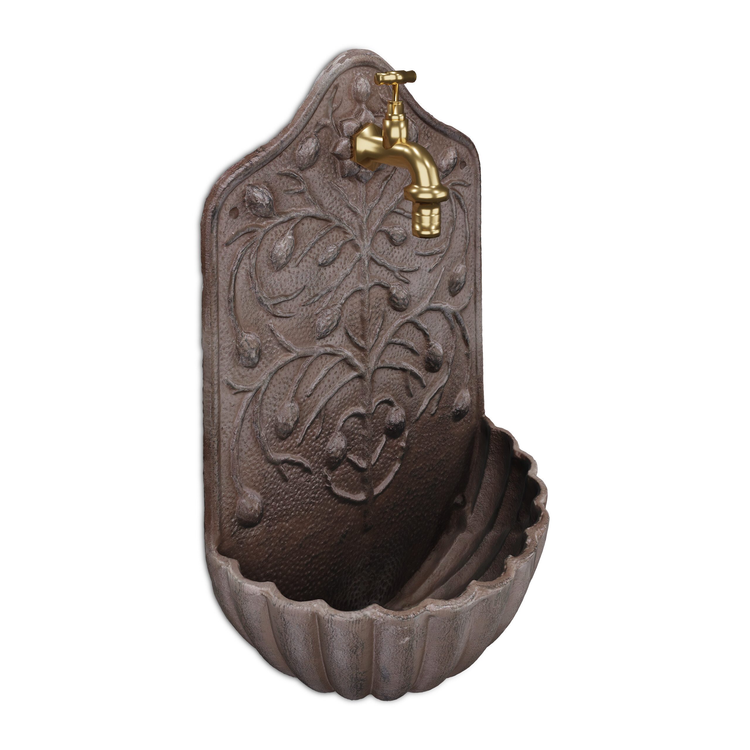 relaxdays Gartenbrunnen Brauner Wandbrunnen, (1 tlg) günstig online kaufen
