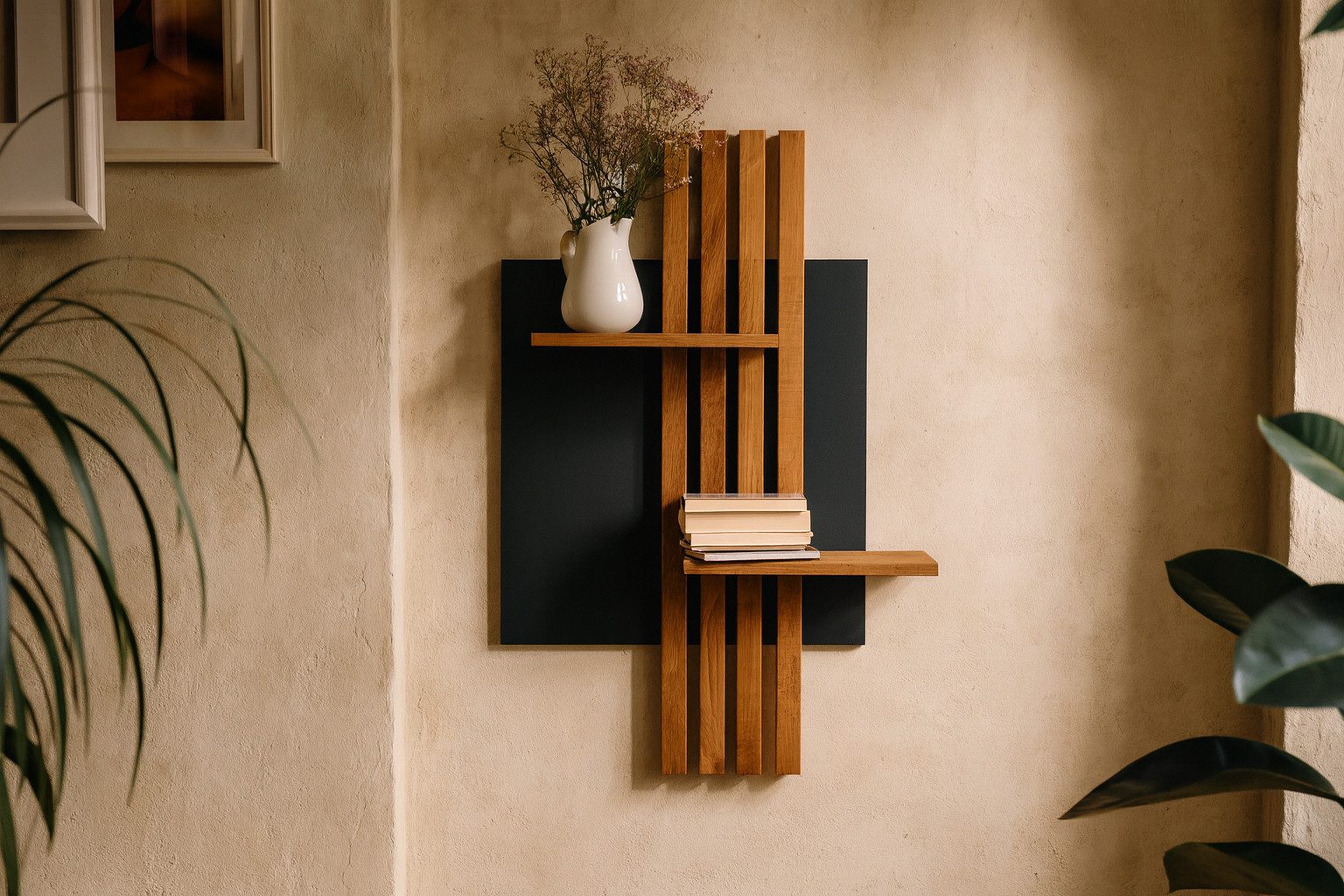 Living Oak Wandregal Eiche No.05 - Leistenregal aus Massivholz