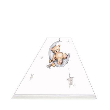 Teppich Baby Bären & Mond Design Weiß 11x Größen Waschbar Kinderfreundlich, Jungengel Textilien, Höhe: 6 mm, Fußbodenheizungsgeeignet