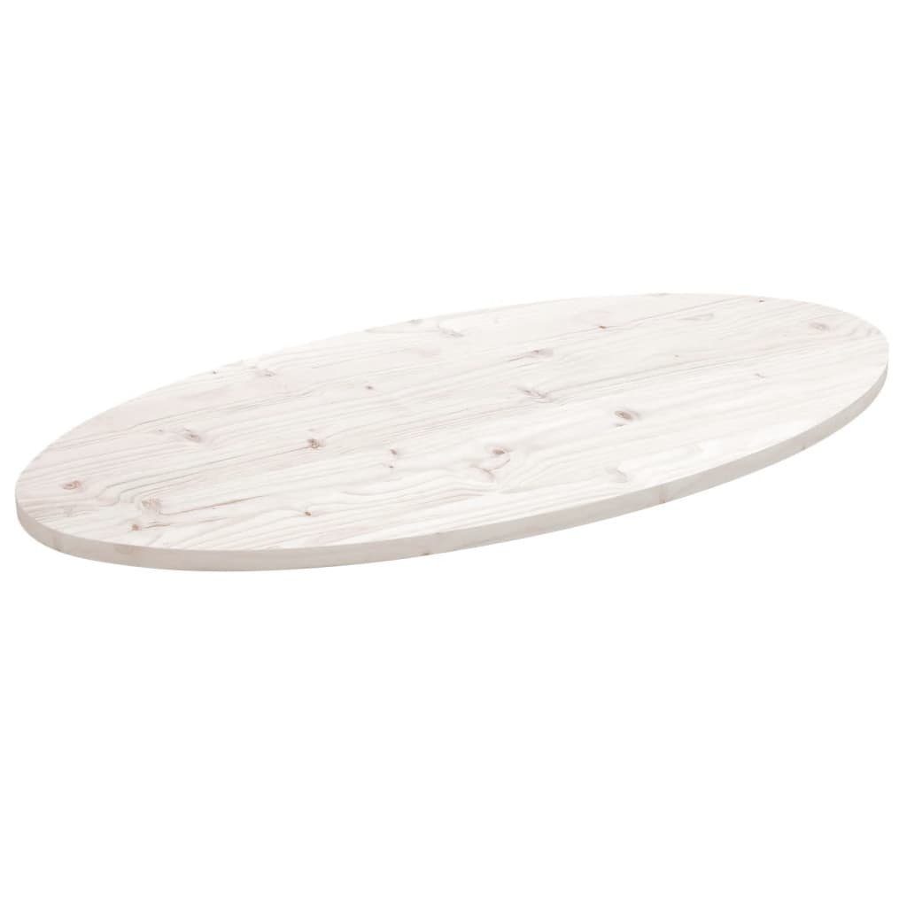 furnicato Tischplatte Weiß 110x55x2,5 cm Massivholz Kiefer Oval (1 St)