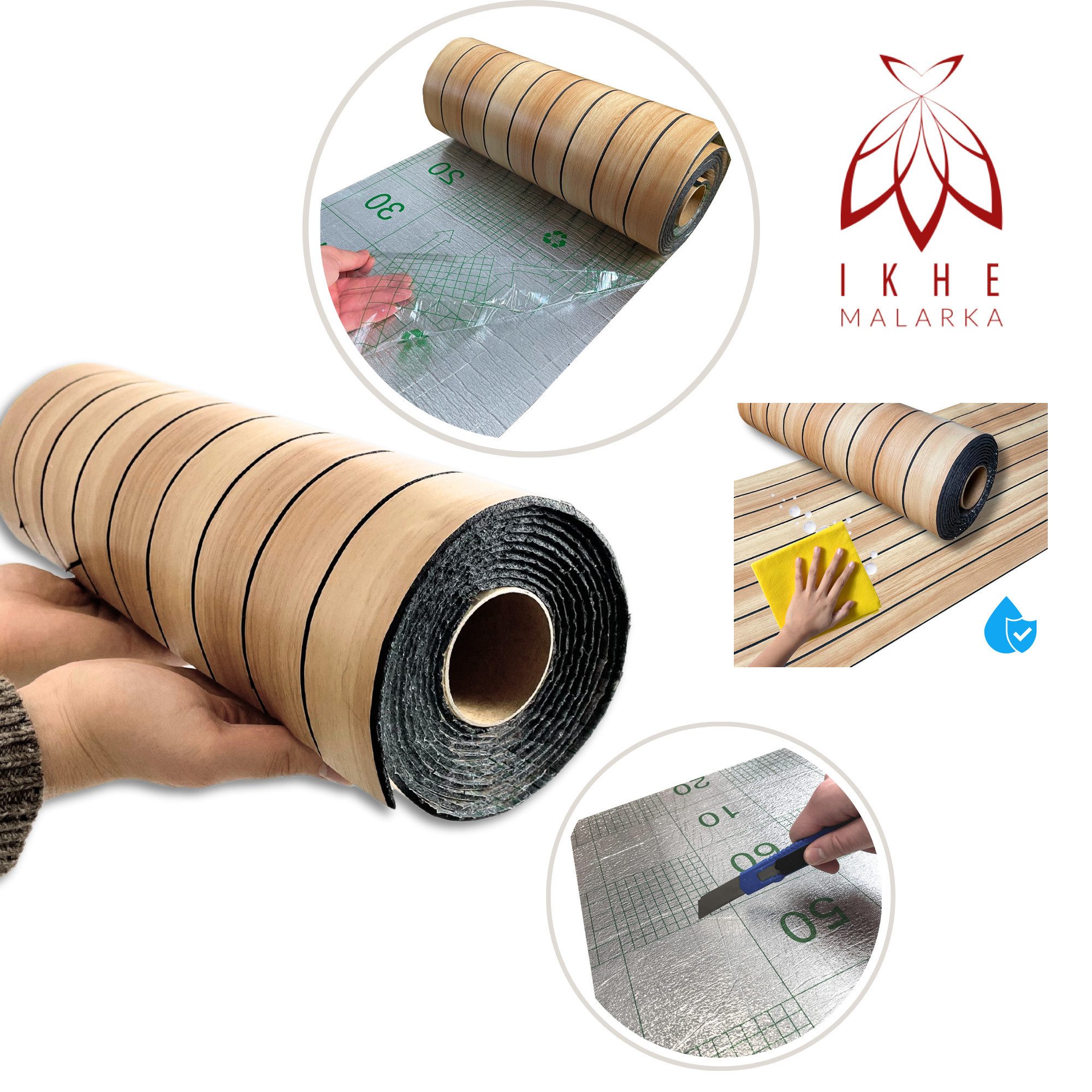 IKHEMalarka 3D Wandpaneel Selbstklebende Dekor Lamellen in Rolle – Holzopti günstig online kaufen