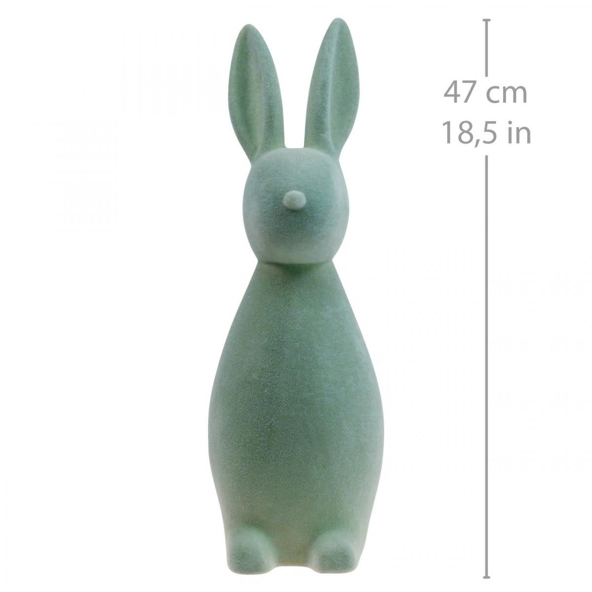 Florists Products Osterhase Dekofigur Osterhase samtig beflockt für Tischdeko und Frühling