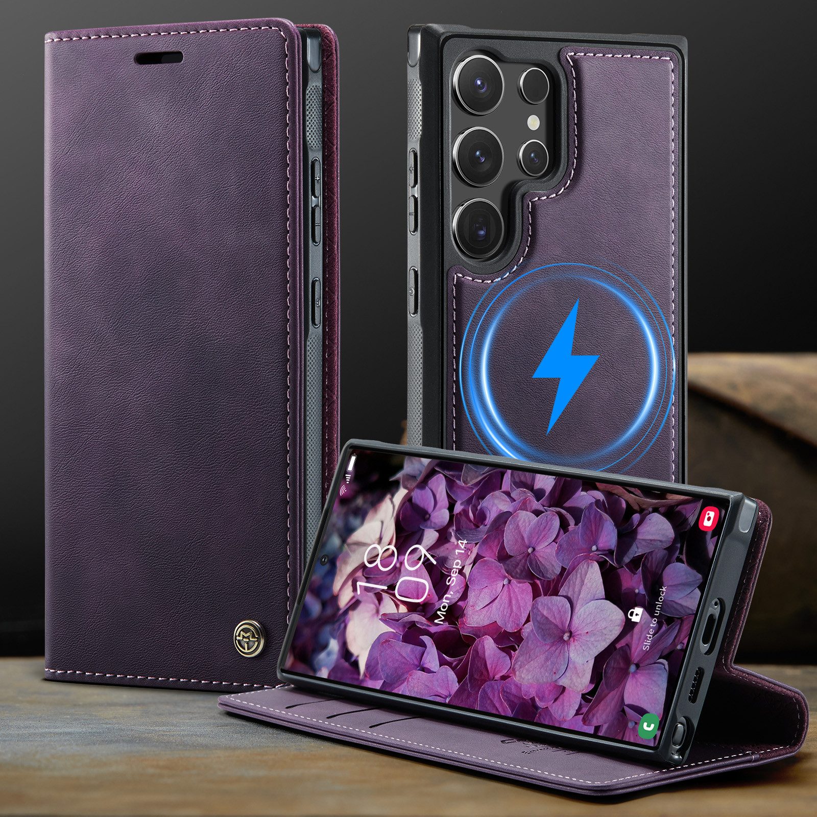 Mycotech Handyhülle Premium 2in1 Klapphülle für Samsung mit abnehmbarem Case Retro Tasche