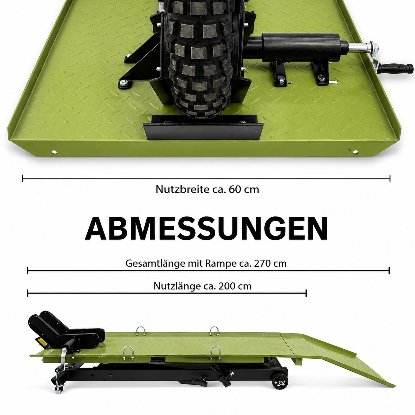 TRUTZHOLM Hydraulikheber Motorradhebebühne hydraulisch 560 kg Breite 60 cm Scherenheber Heber, Stufenloses Heben, kompakt verstaubar
