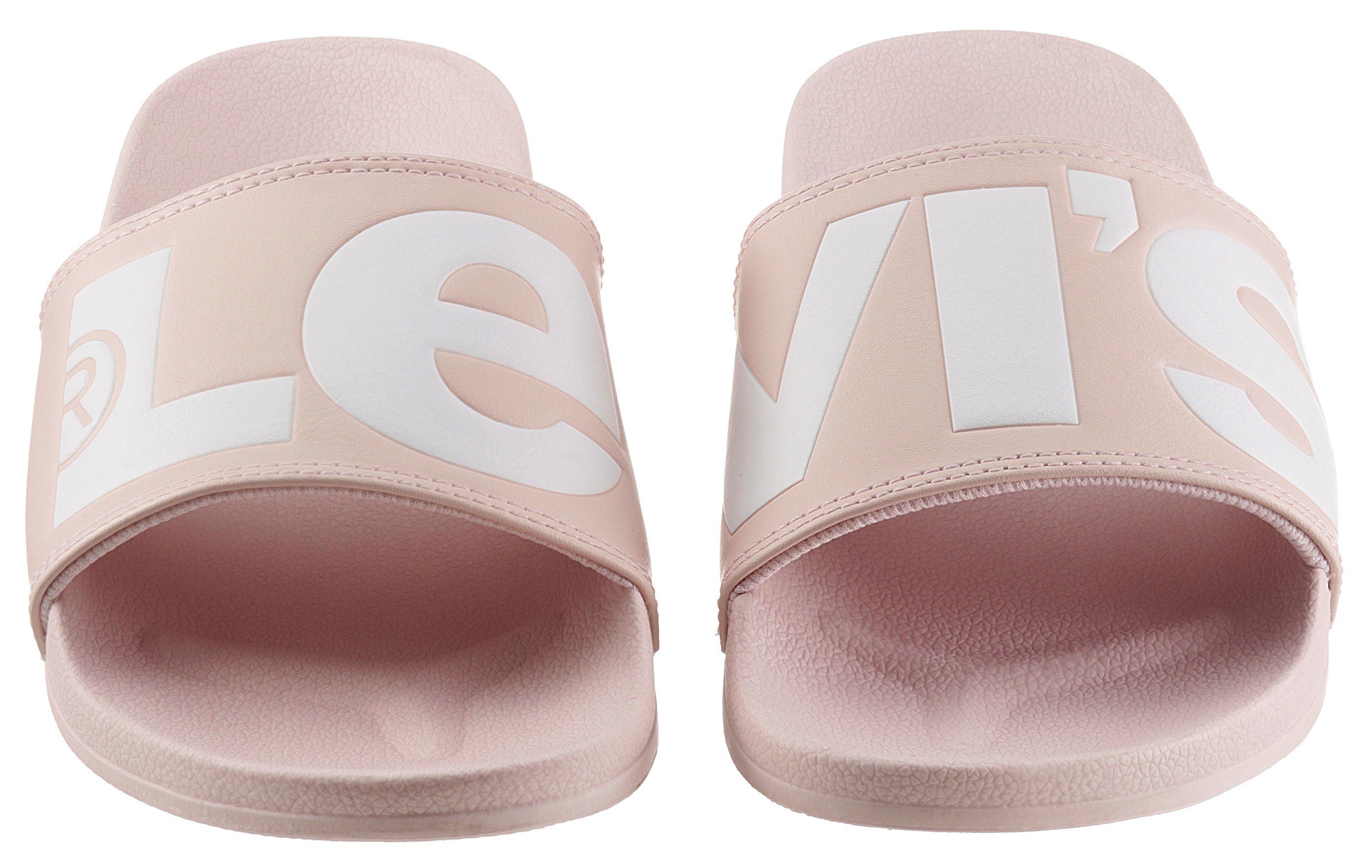Levi's® June LS Badepantolette mit rosé-weiß Logoschriftzug auffälligem