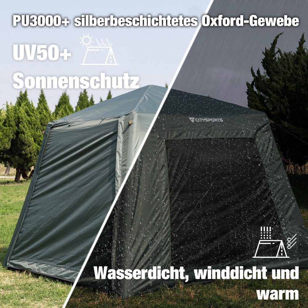 CITYSPORTS aufblasbares Zelt Campingzelt für 4-6 Personen, 5.2m², Mit feuchtigkeitsdichter Matte, Personen: 5, UV50+ PU3000+