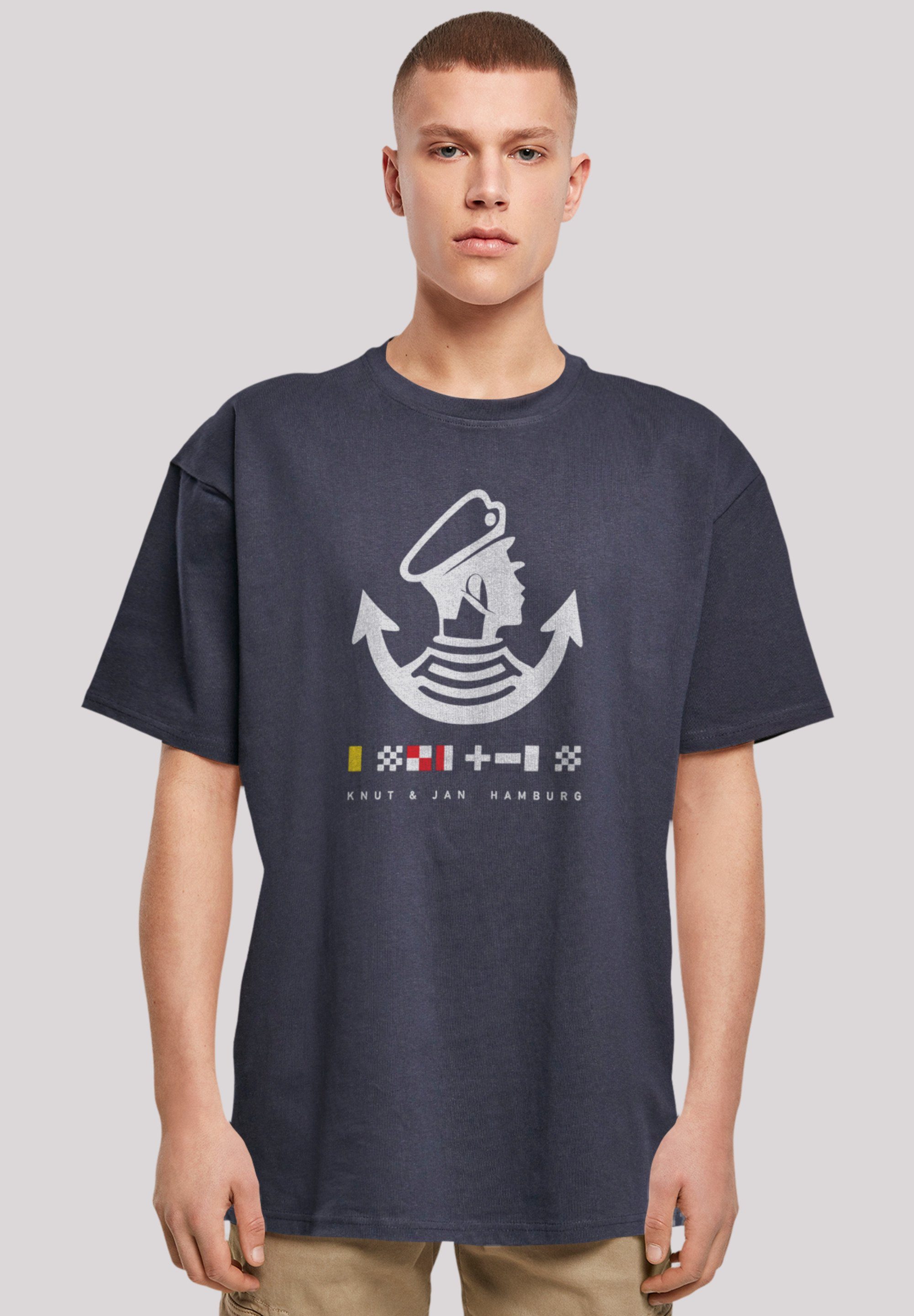 F4NT4STIC T-Shirt Knut & Jan Hamburg Logo Print navy
