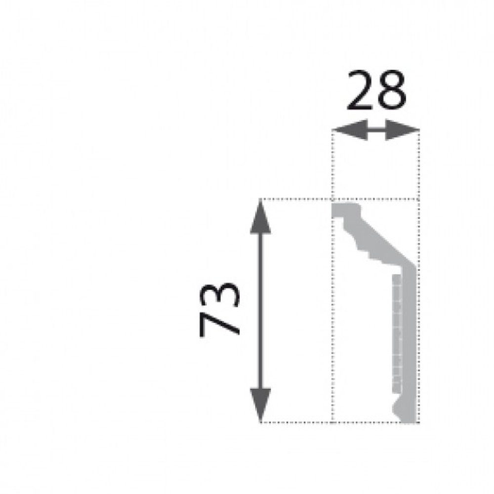 PROVISTON Stuckleiste Polystyrol, 29 x 73 x 2000 mm, Weiß, Deckenleiste, Kleben, Polystyrol, 1-St.