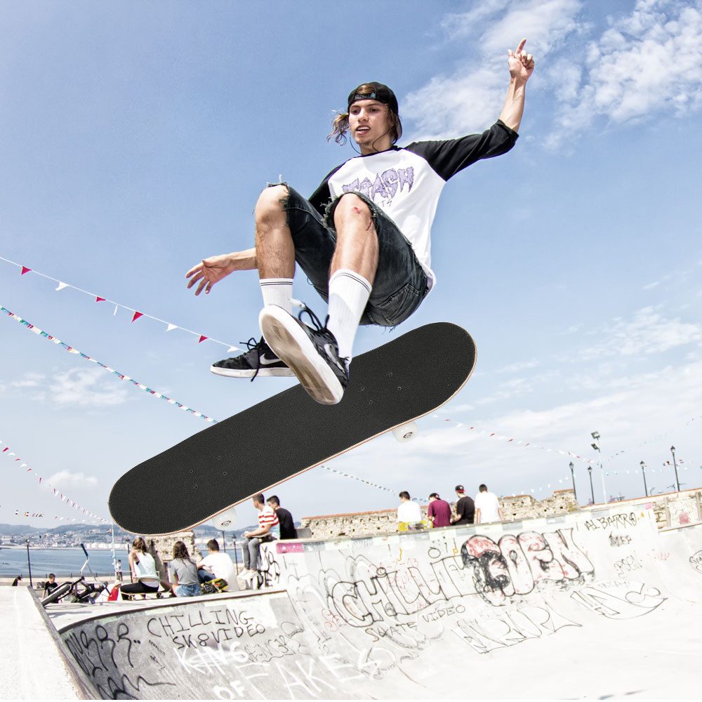 JEOBEST Skateboard Komplette Skateboard 80x20cm, PU Räder, Geburtstagsgeschenk für Teenager und Erwachsene – Bild 4 von 5