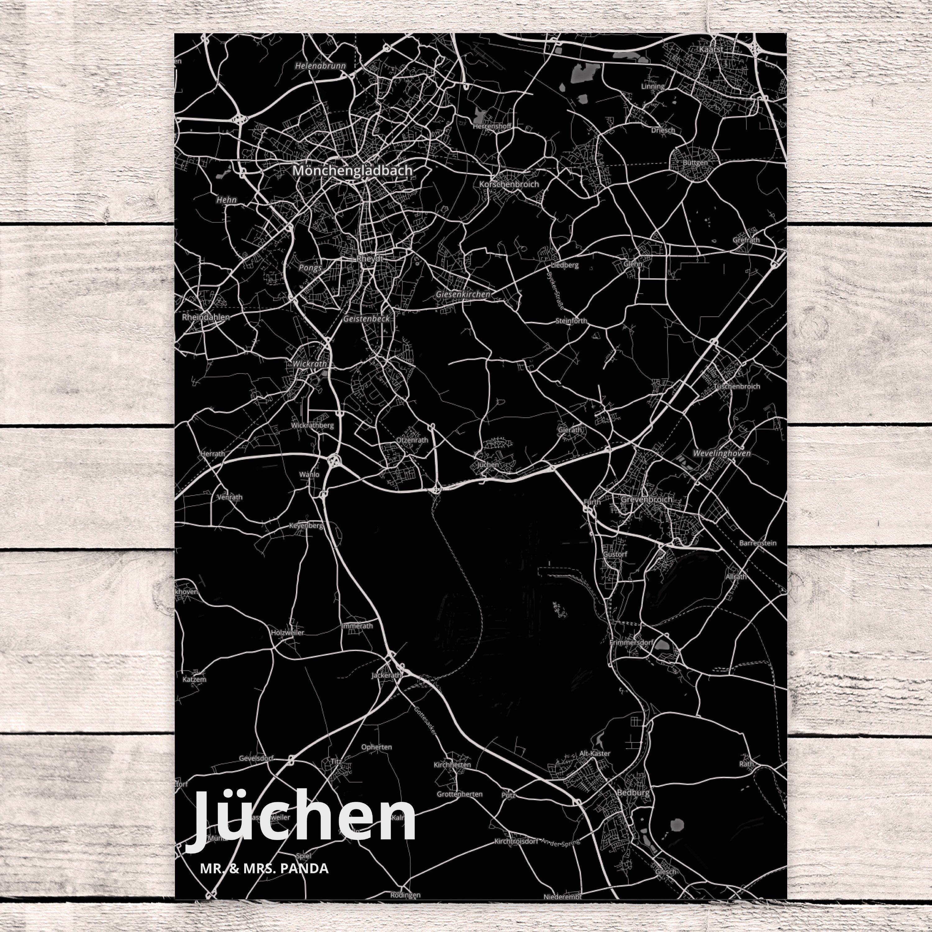 Mr. & Mrs. Panda Jüchen Landkarte Geschenk Stadt Map Karte Stadtplan, Geschenk, Dorf - Postkarte