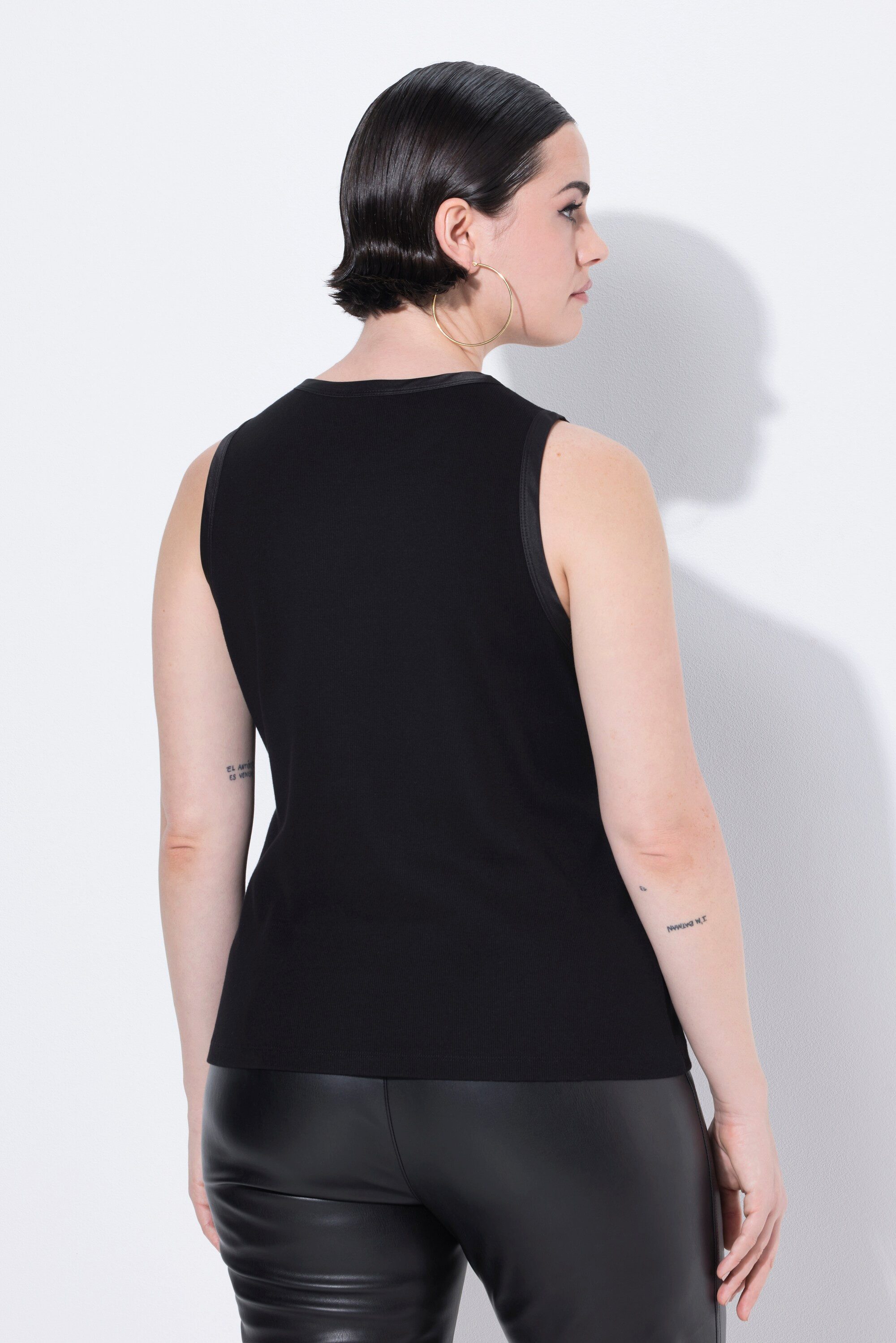 Ulla Popken Longtop Ripptop Satinkante Slim Rundhals ärmellos – Bild 3 von 4