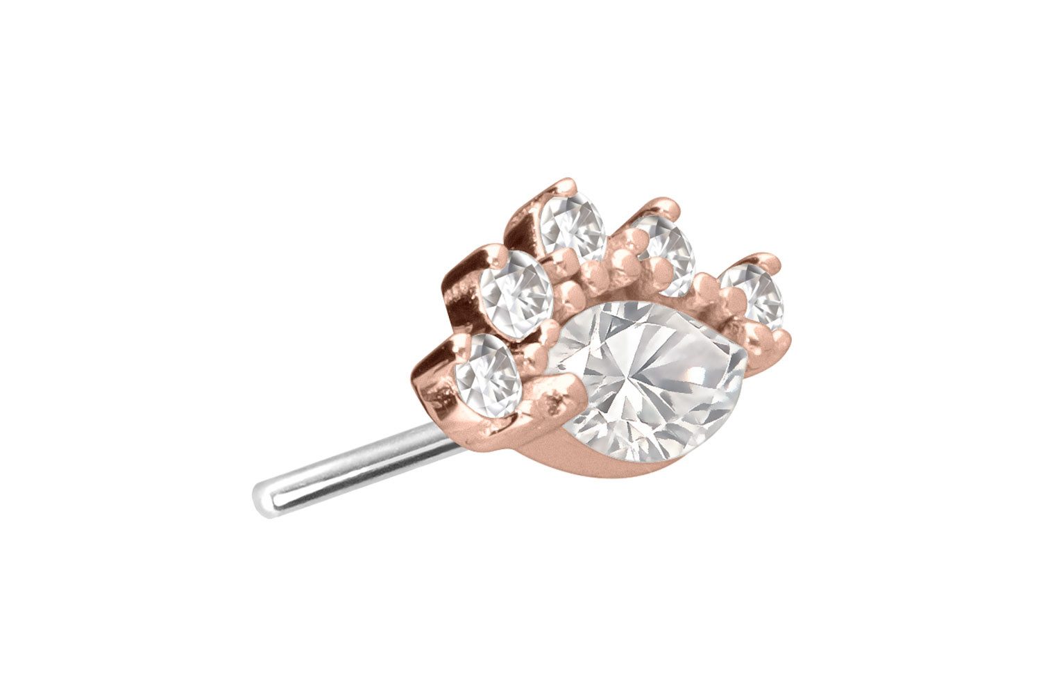 PIERCINGLINE Piercing-Set 14 Karat Gold Aufsatz mit Titan Push Pin MOISSANITE-AUGE (Push Pins, 1-tlg)