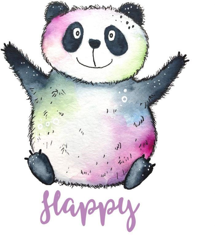 St) Lebensfreude (1 Happy - Panda Wandtattoo Wall-Art