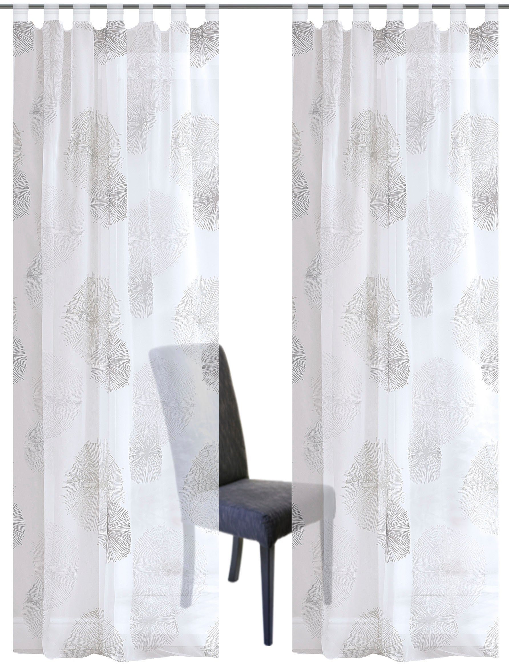 HOME WOHNIDEEN Vorhang RAWLINS (2 St), Schlaufen, transparent, Voile, 2er Pack Schlaufenschal RAWLINS bedruckt