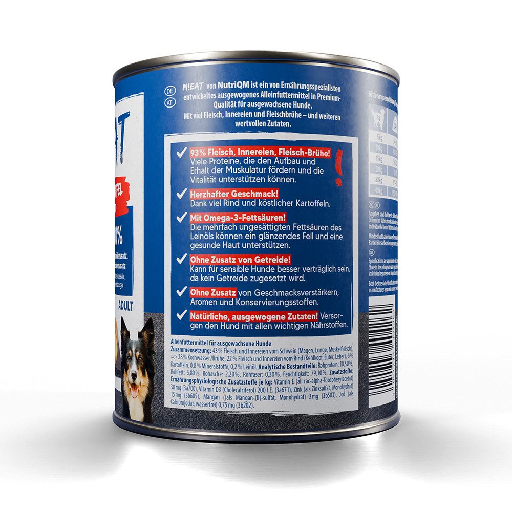 NutriQM Nassfutter M!EAT Rind und Kartoffel, Nassfutter für: Hund