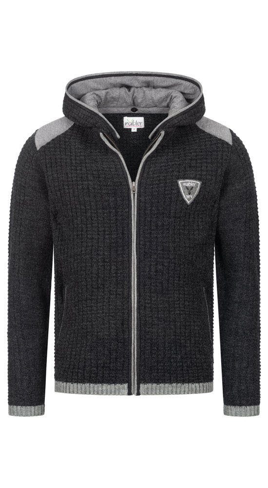 Nübler Trachtenstrickjacke Trachtenstrickjacke Langarm Hugo in Anthrazit vo günstig online kaufen