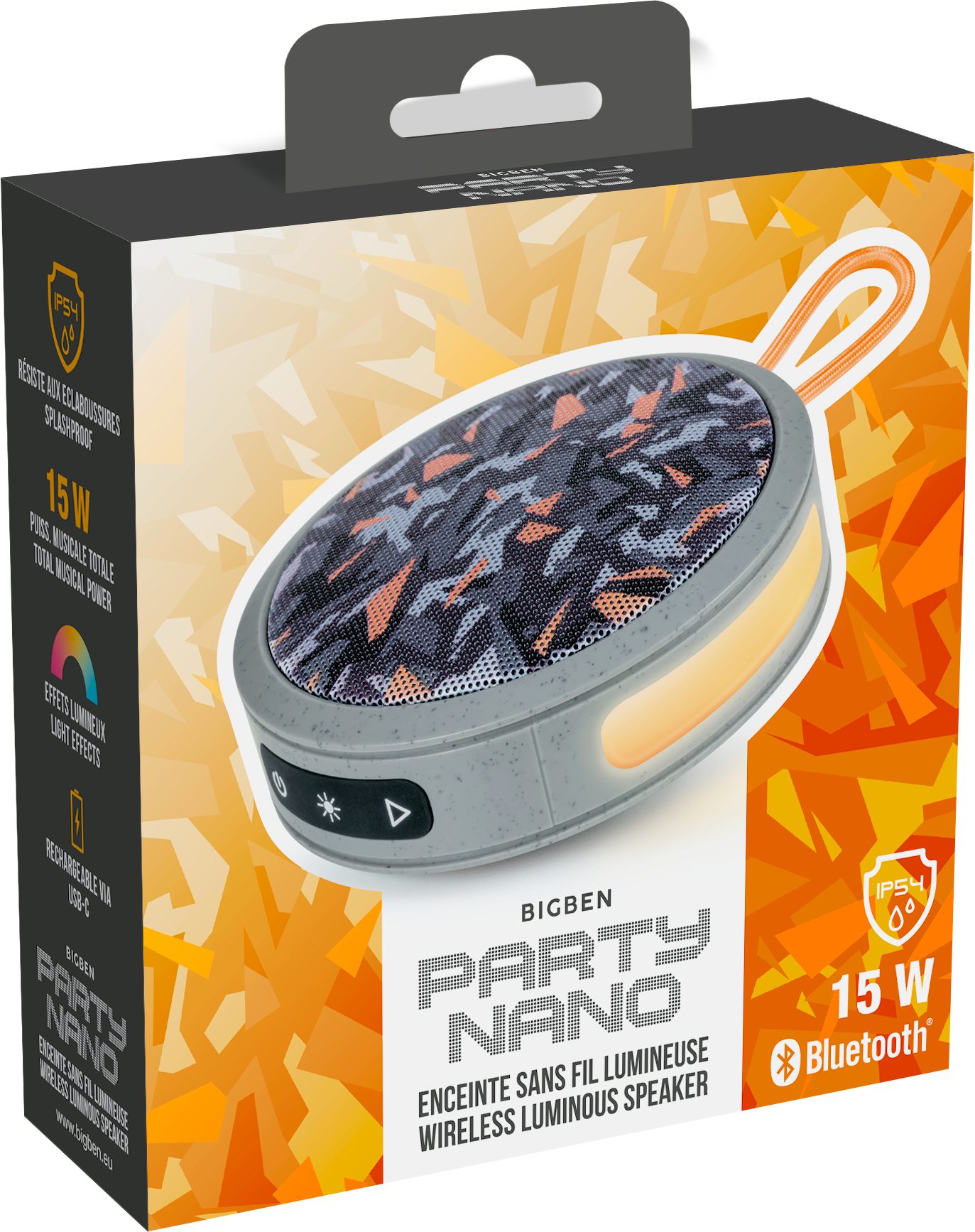 BigBen PARTY Nano camo grey/orange Bluetooth-Lautsprecher