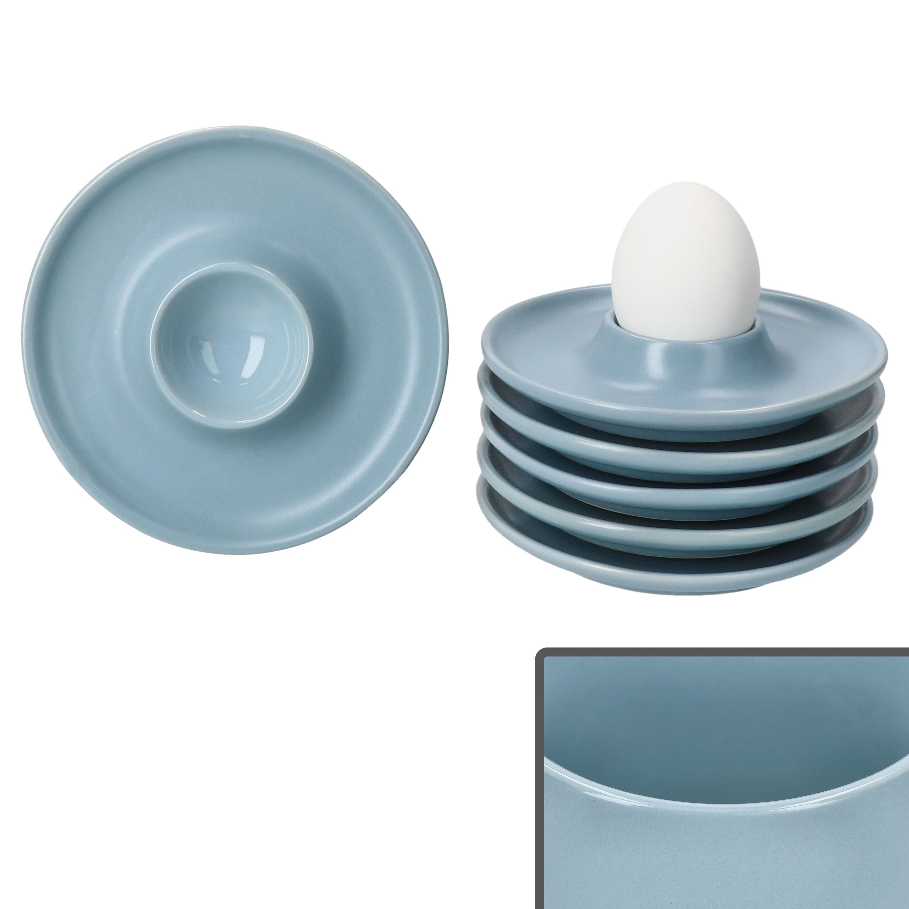 XPEX Eierbecher Set - 4 Stück Stapelbar Aus Steingut Für Camping & Küche