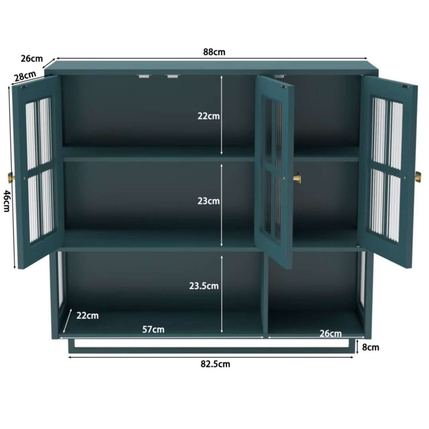 ANYSUN Hängeschrank Wandschrank mit Türen,Stauraum,Bad-Hängeschrank mit Handtuchhalter (1-St., Einzelstück) mit herausnehmbaren Einlegeböden,88 × 26 × 82,5 cm,10 kg Tragfähigkeit