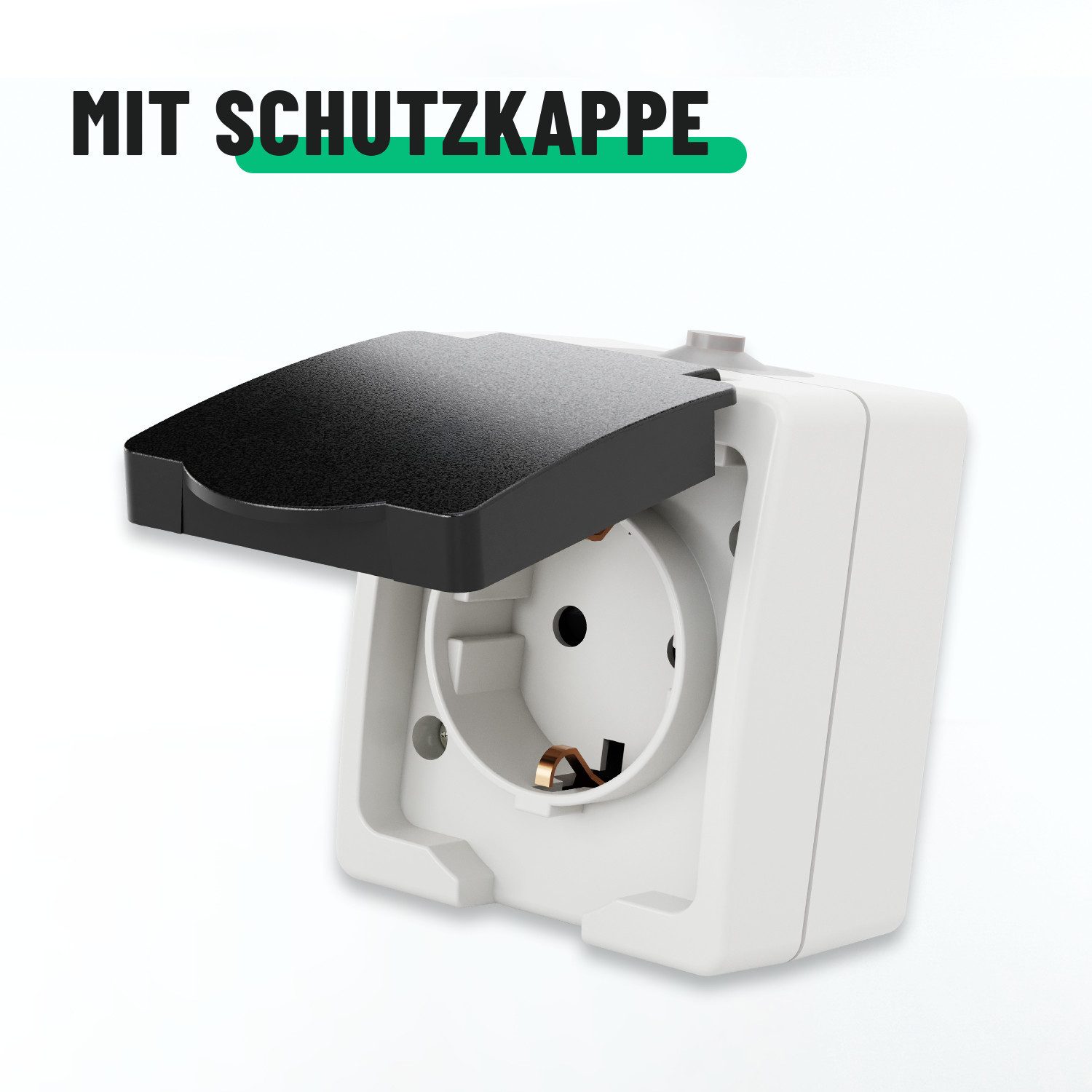 greate. Aufputz-Steckdose Aufputz Schutzkontakt Steckdose für Feuchtraum - Aufputzsteckdose, 1-St. – Bild 5 von 5